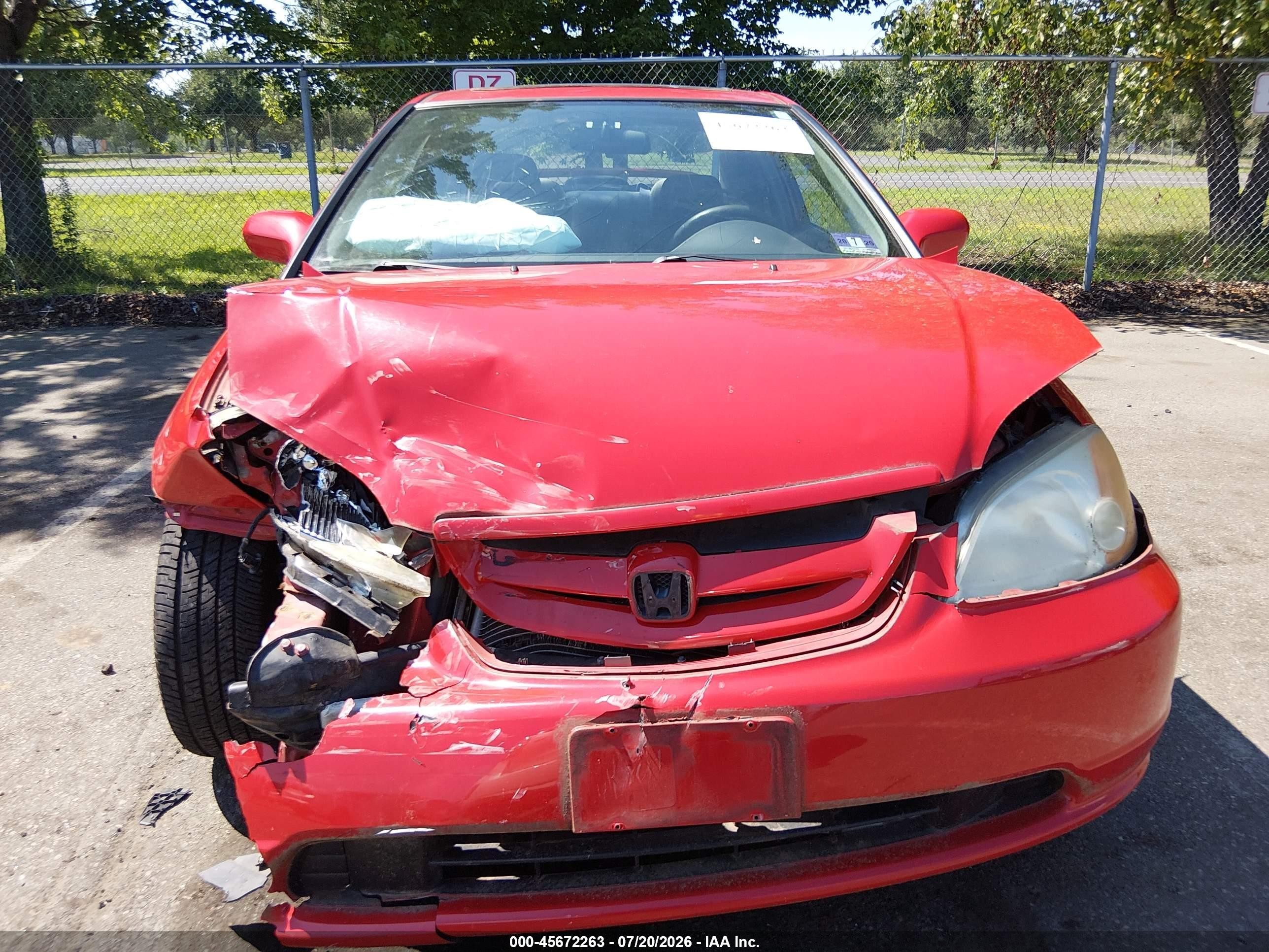 2002 Honda Civic Ex Red vin: 1HGEM22952L033628