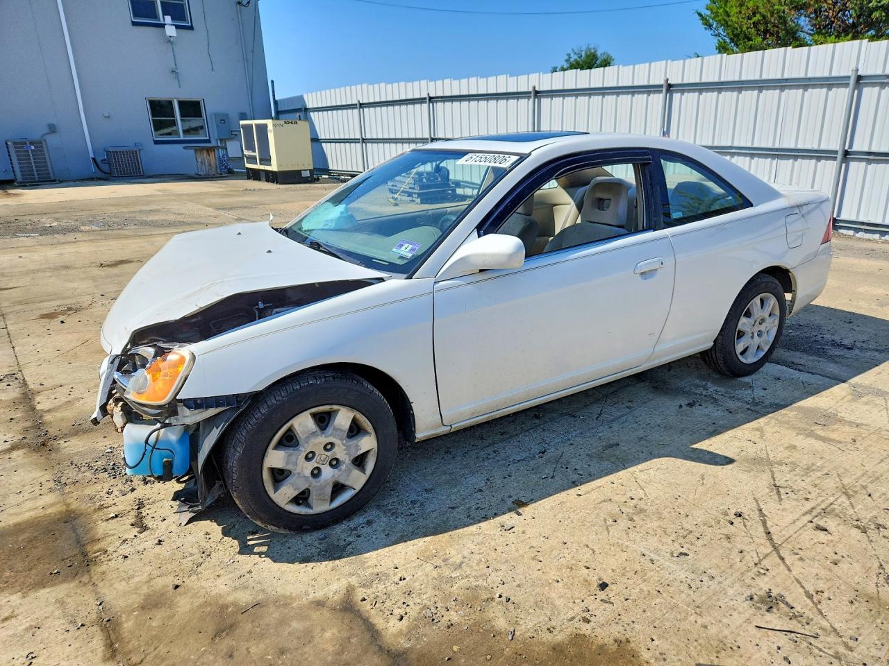 2002 Honda Civic Ex White vin: 1HGEM22952L052082