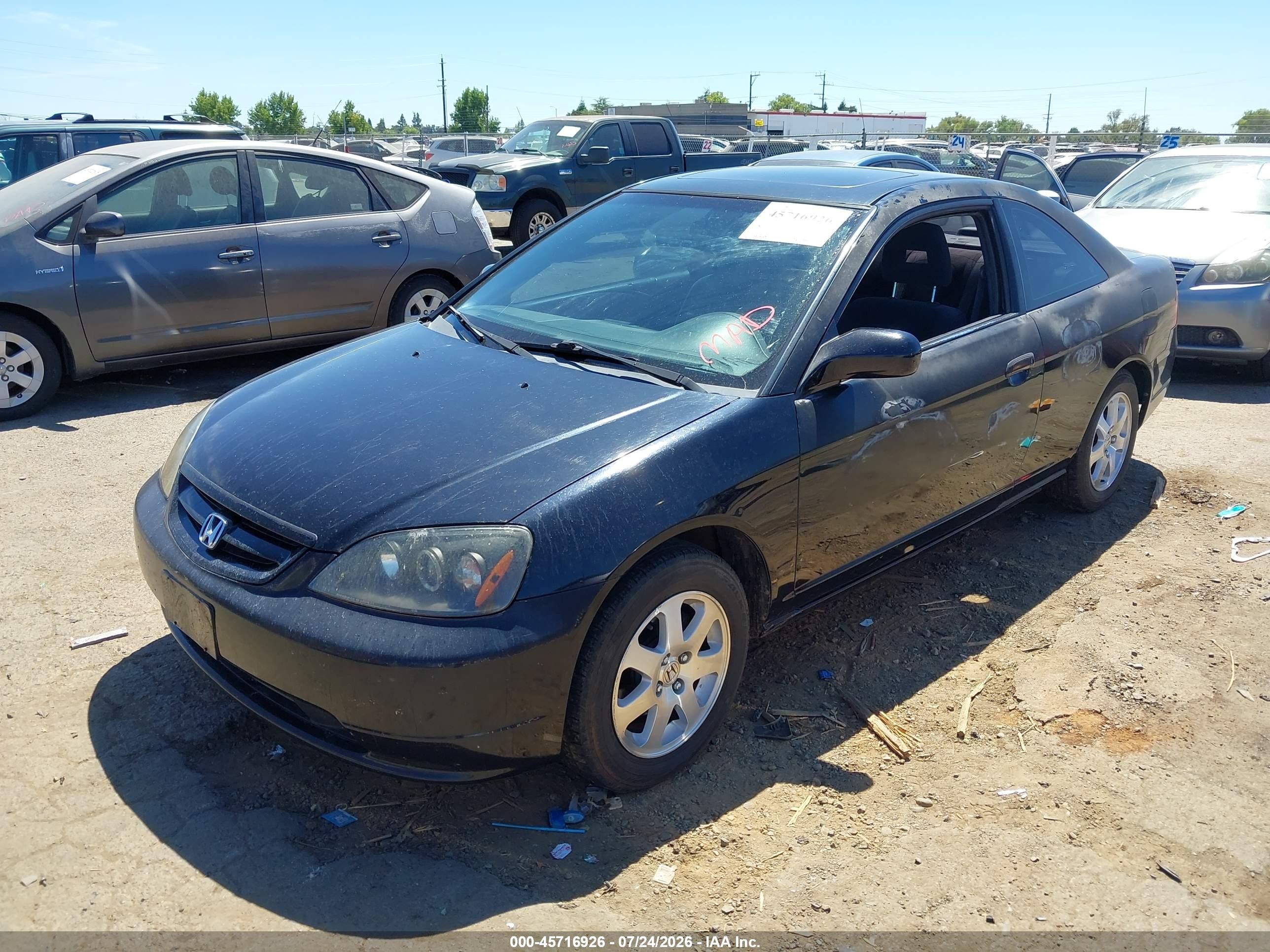 2003 Honda Civic Ex Черный vin: 1HGEM22953L043965