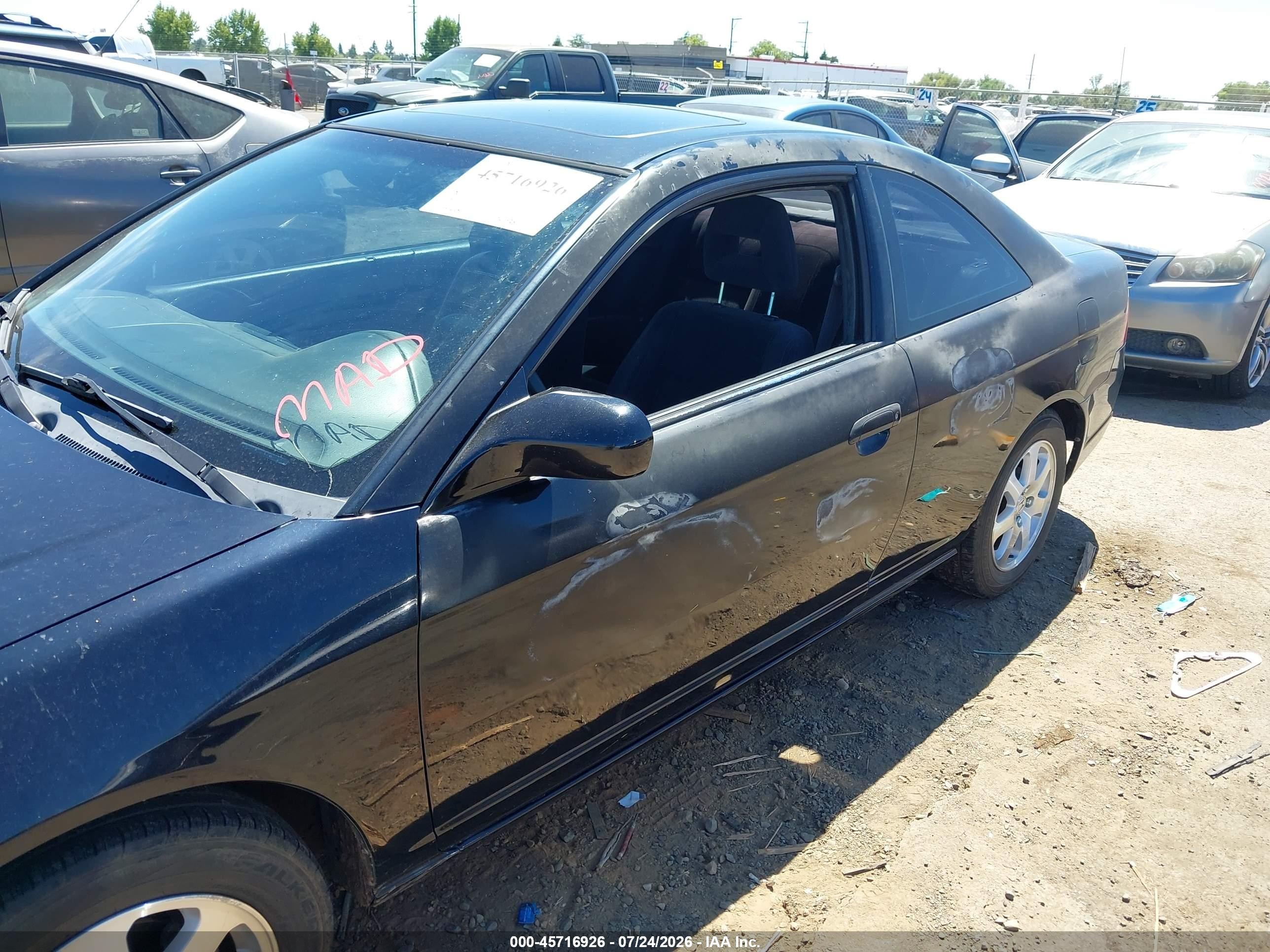 2003 Honda Civic Ex Черный vin: 1HGEM22953L043965