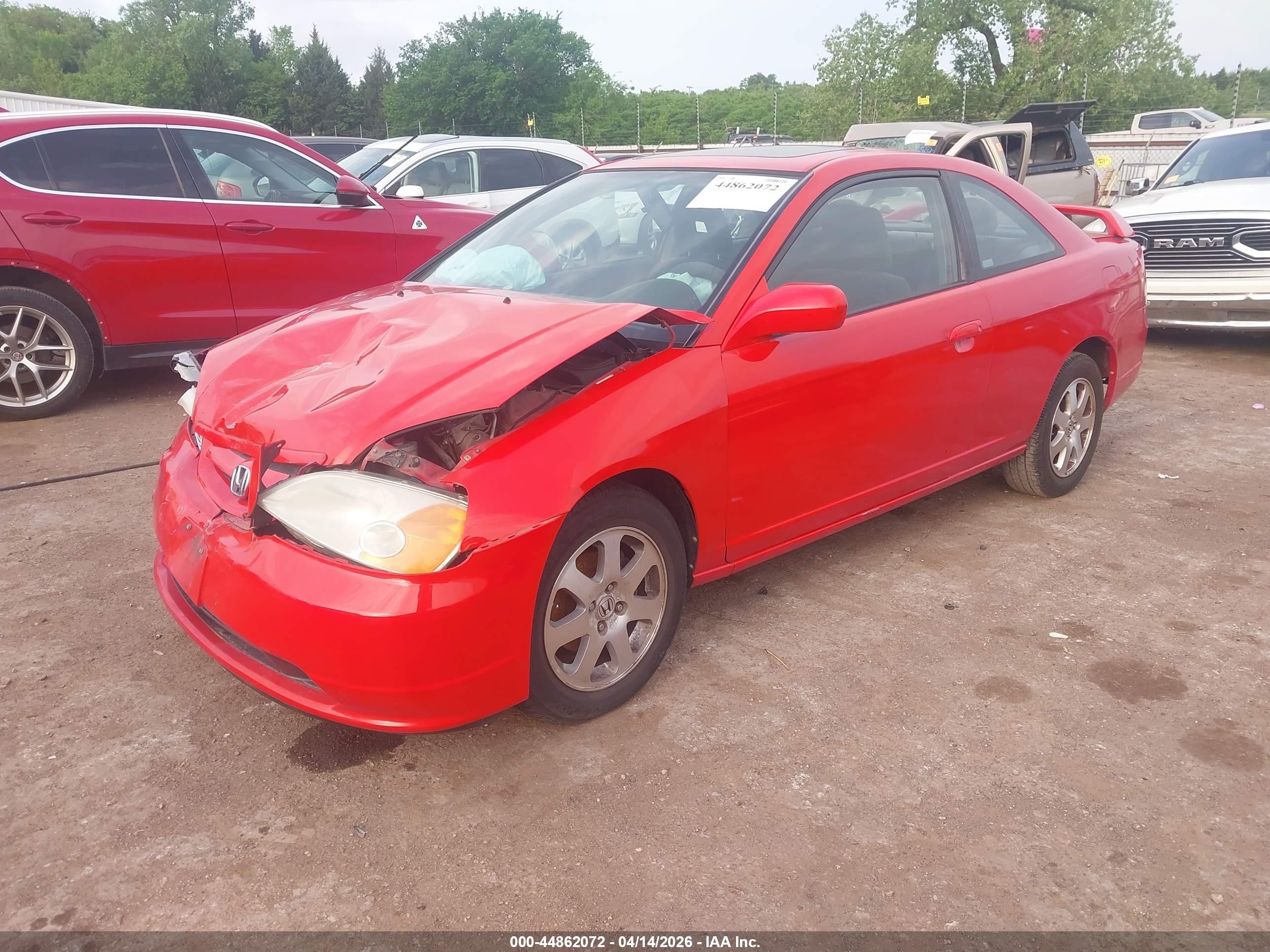 2003 Honda Civic Ex Red vin: 1HGEM22953L050592