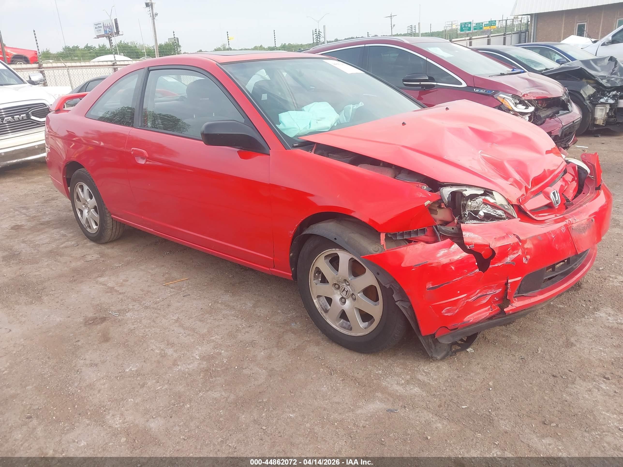 2003 Honda Civic Ex Red vin: 1HGEM22953L050592