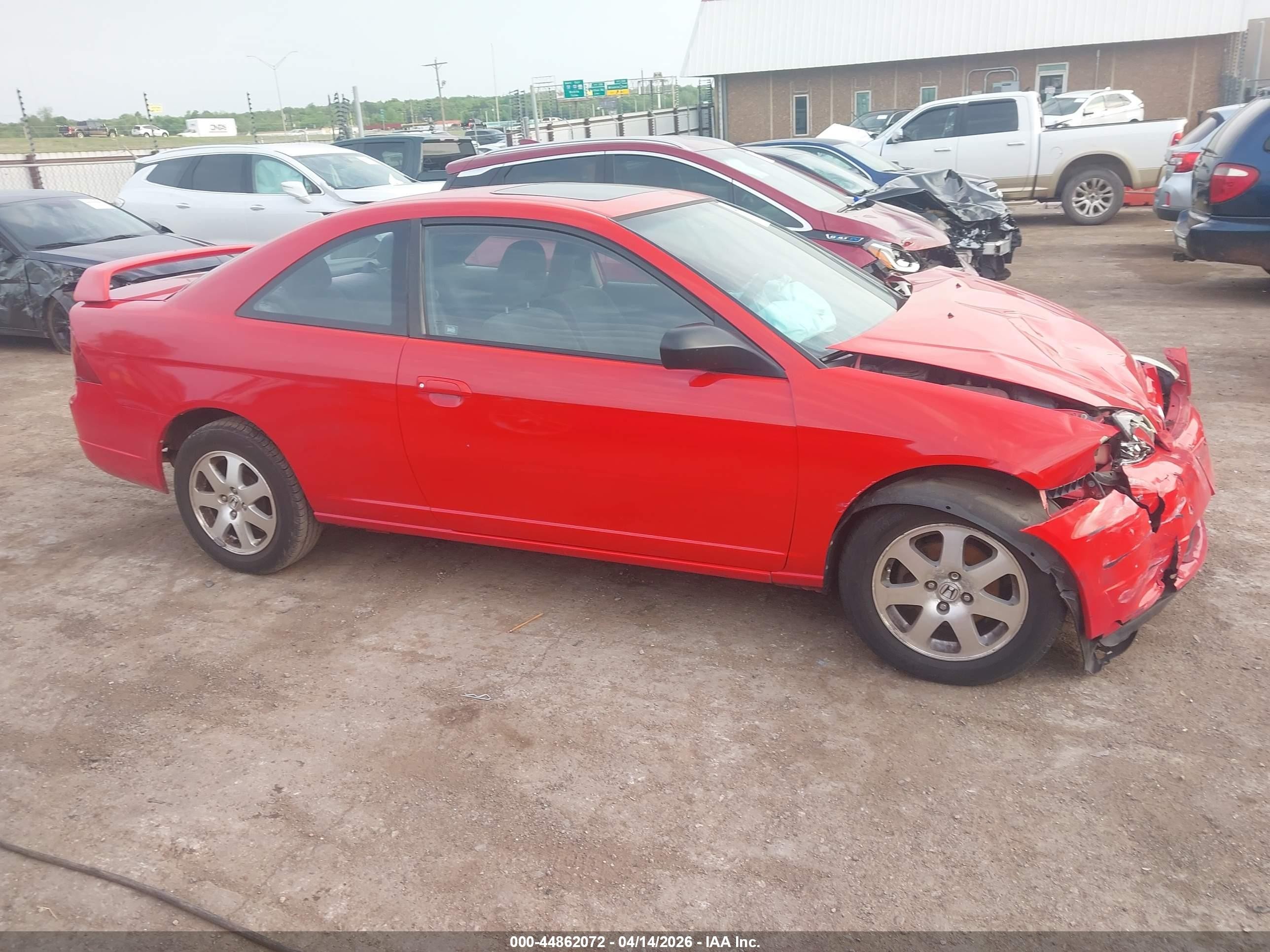 2003 Honda Civic Ex Red vin: 1HGEM22953L050592