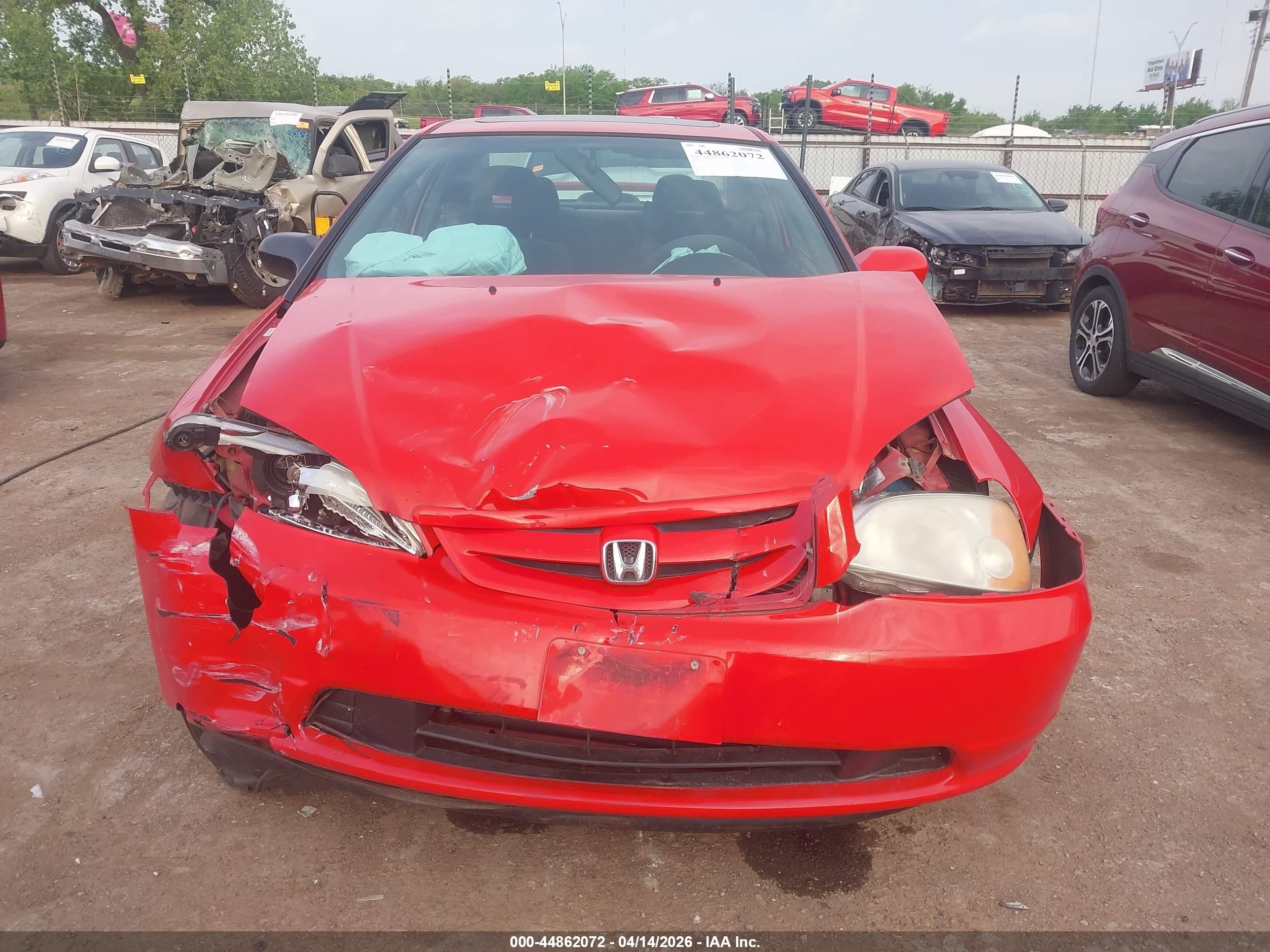 2003 Honda Civic Ex Red vin: 1HGEM22953L050592