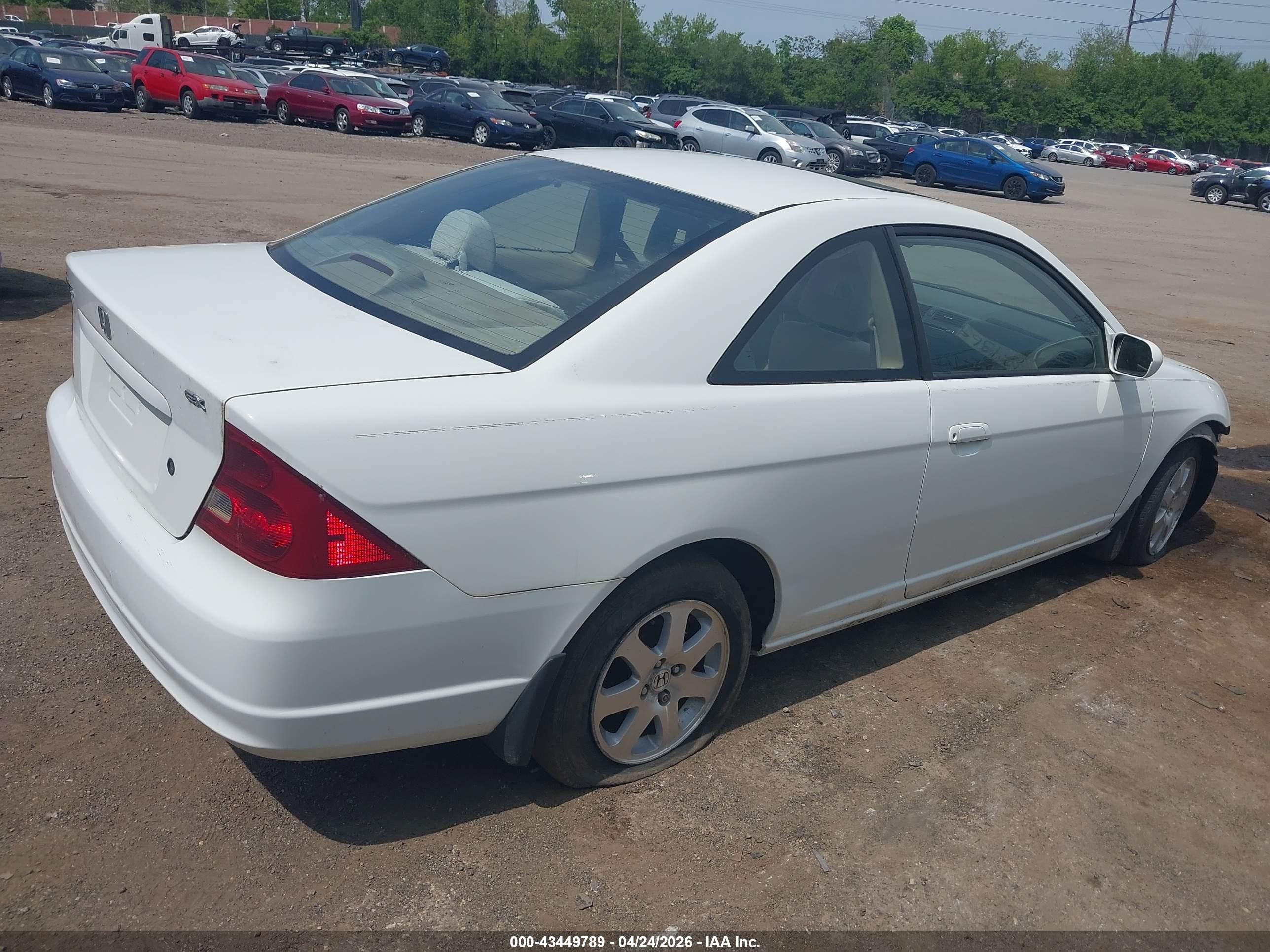 2003 Honda Civic Ex White vin: 1HGEM22953L053475