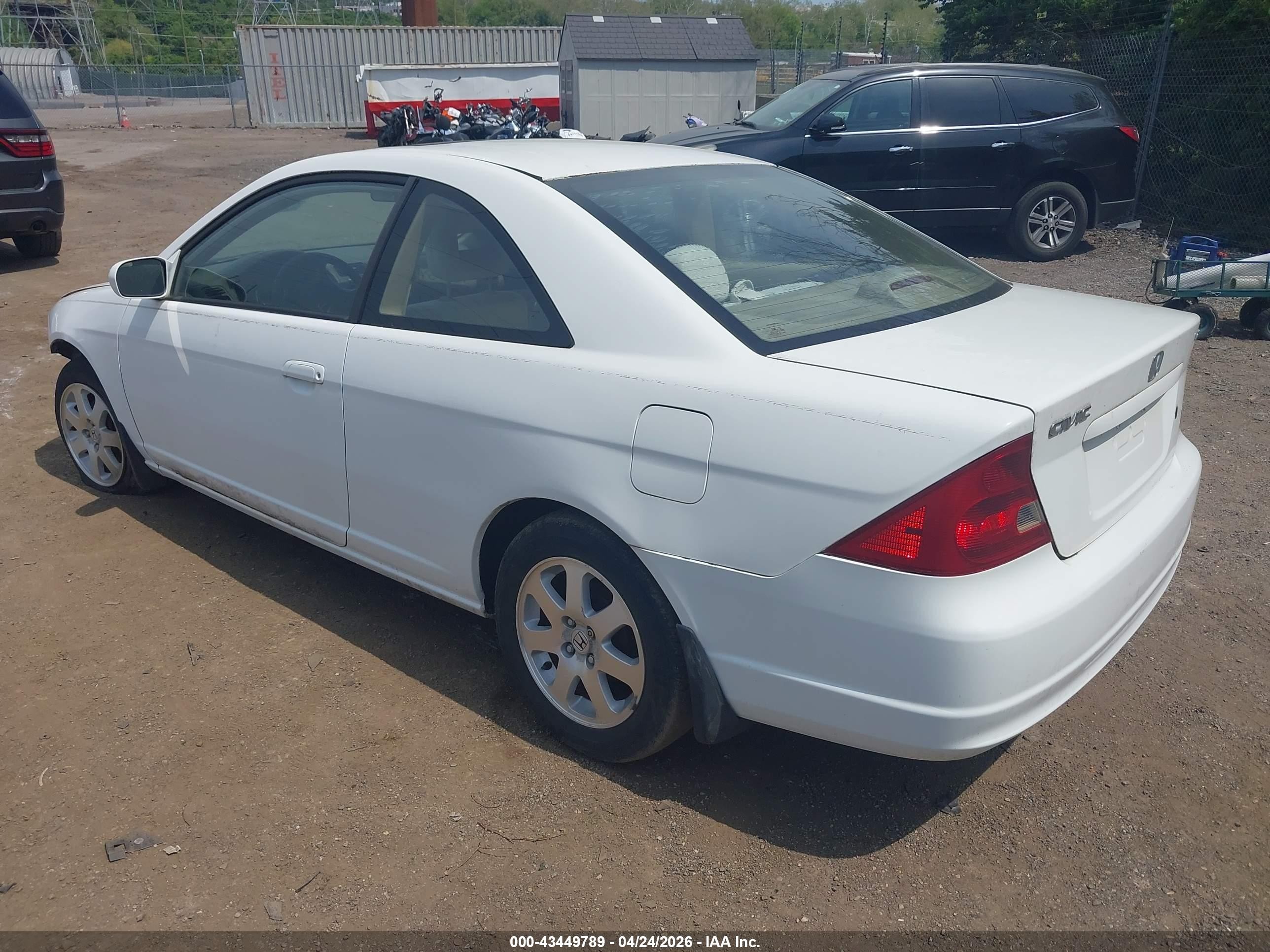 2003 Honda Civic Ex White vin: 1HGEM22953L053475