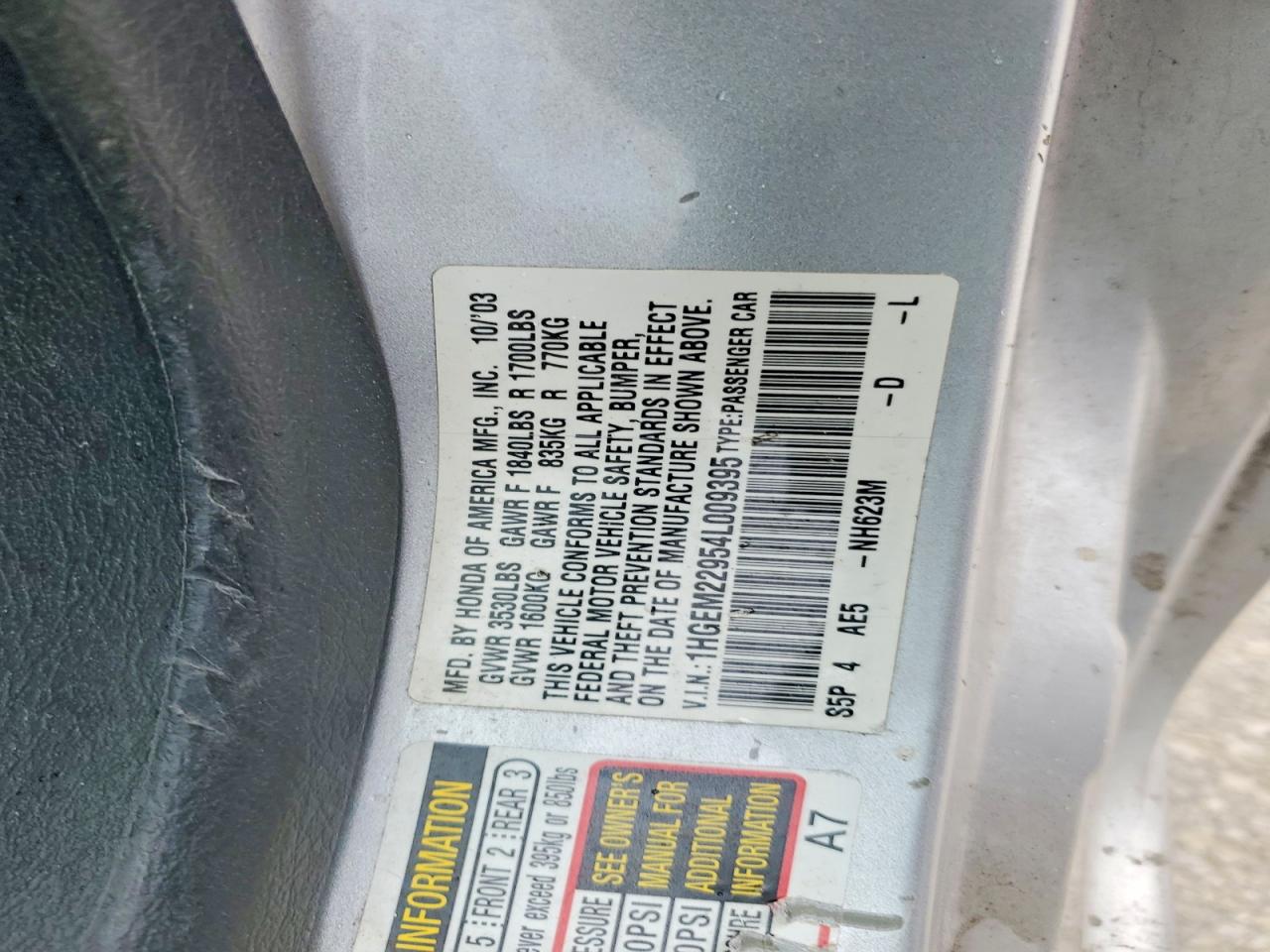 2004 Honda Civic Ex Gray vin: 1HGEM22954L009395