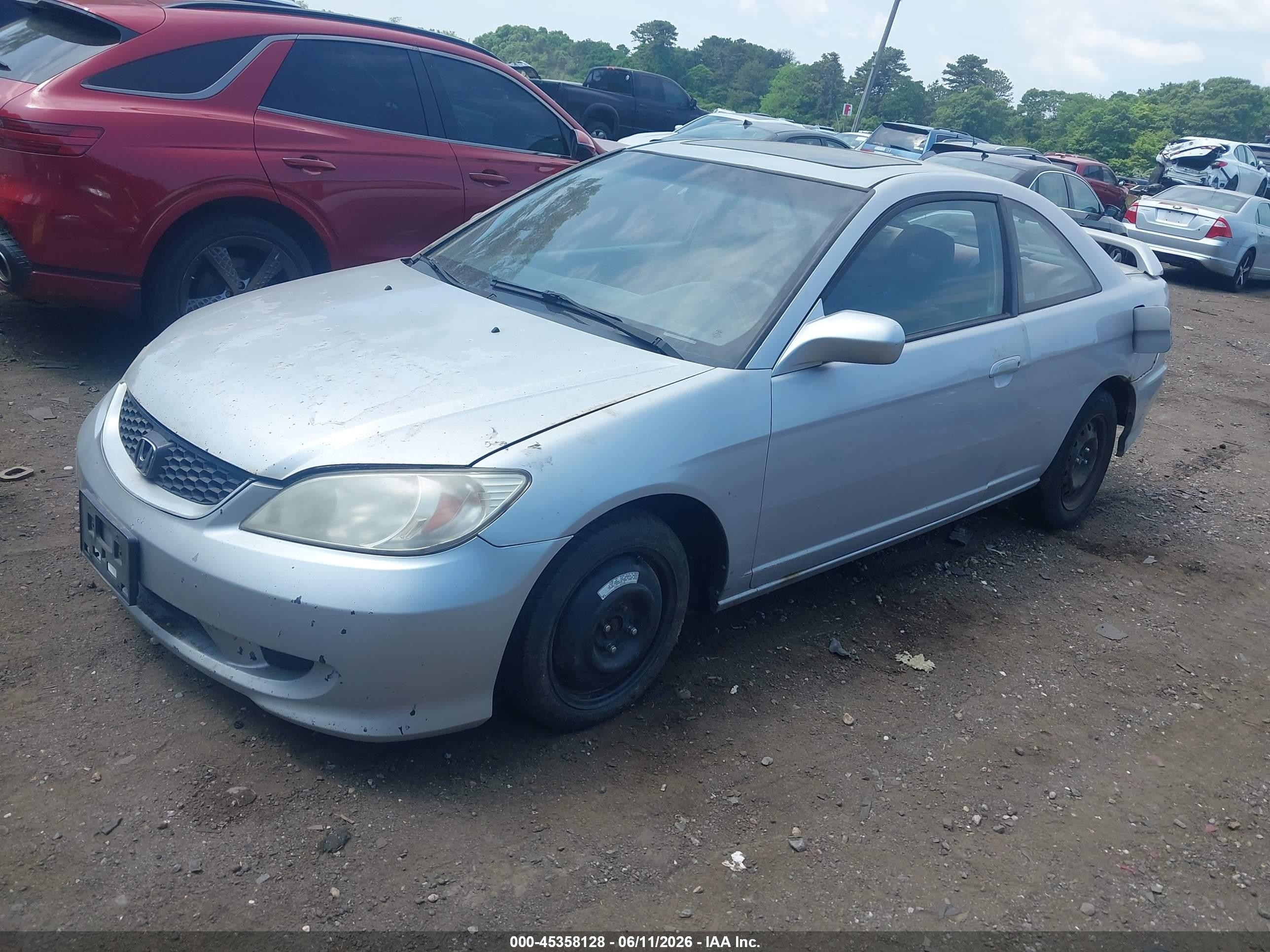 2004 Honda Civic Ex Серый vin: 1HGEM22954L030506