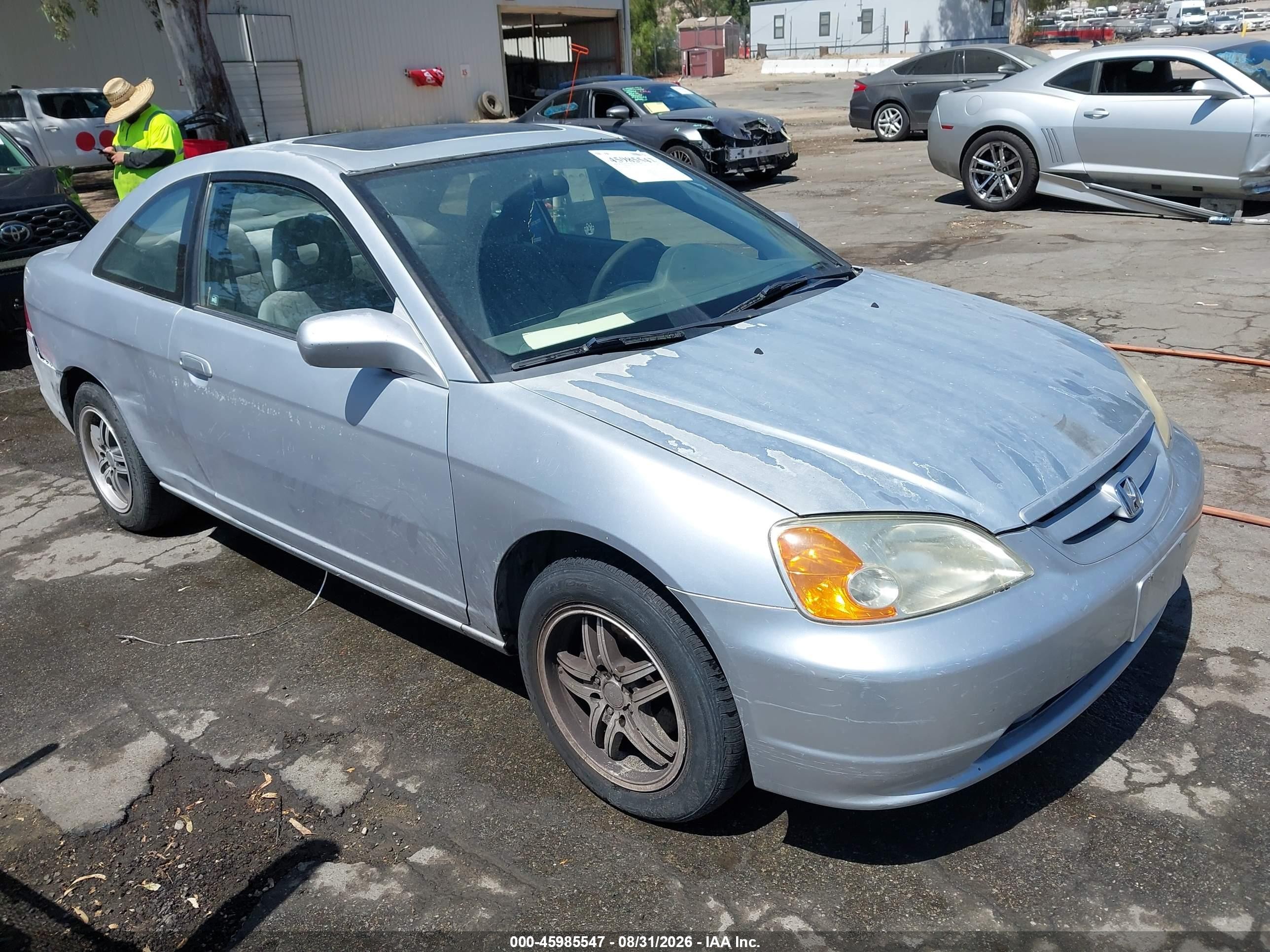 2002 Honda Civic Ex Silver vin: 1HGEM22962L047179