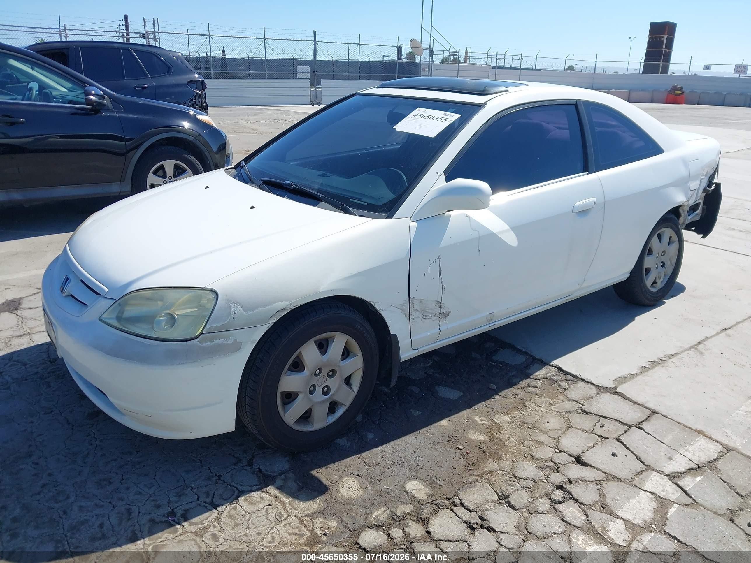 2002 Honda Civic Ex White vin: 1HGEM22962L070817