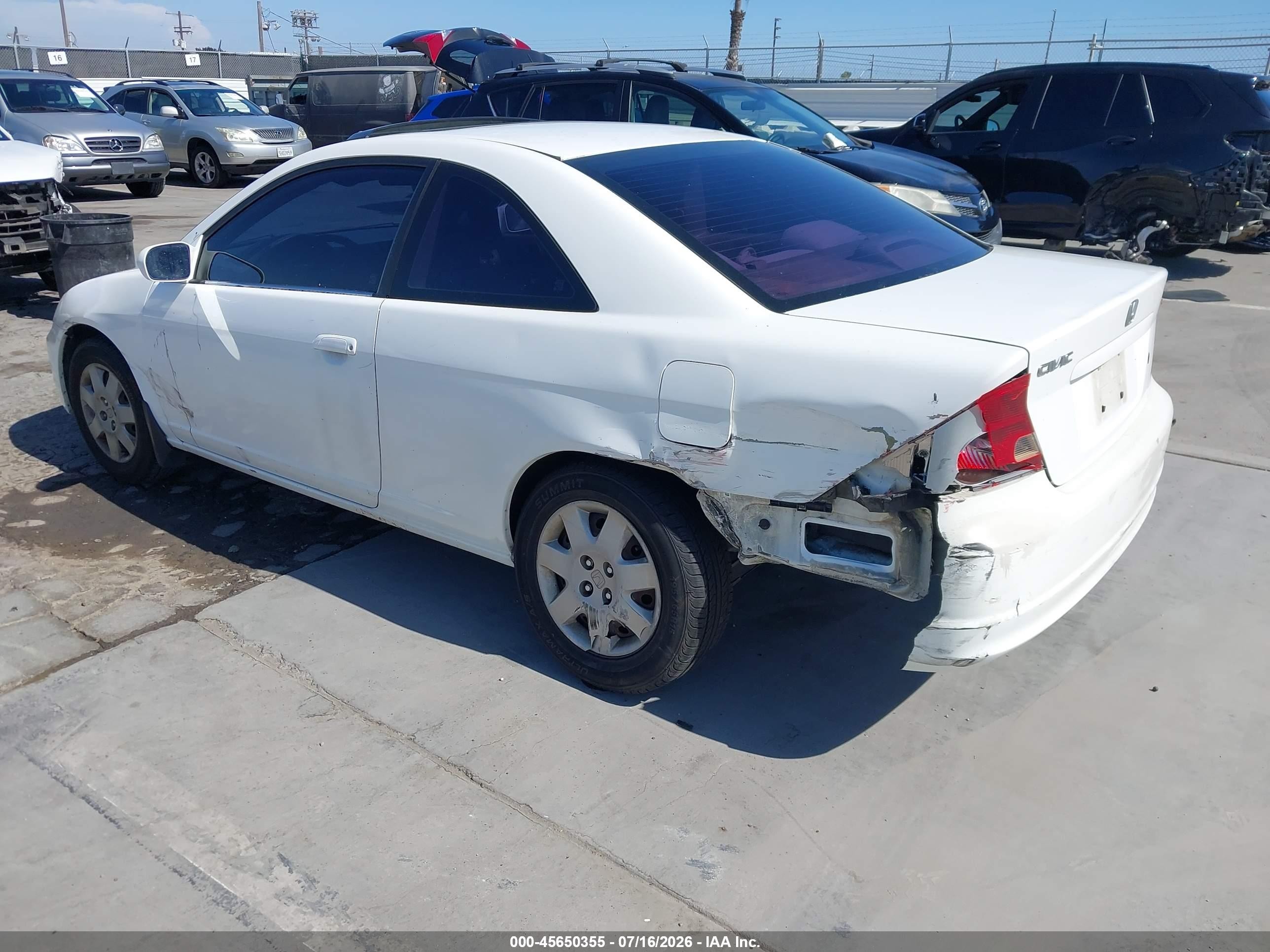 2002 Honda Civic Ex White vin: 1HGEM22962L070817