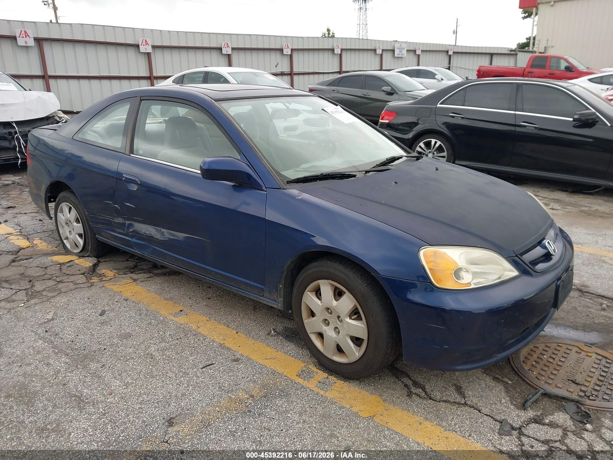 2002 Honda Civic Ex Dark Blue vin: 1HGEM22962L079100