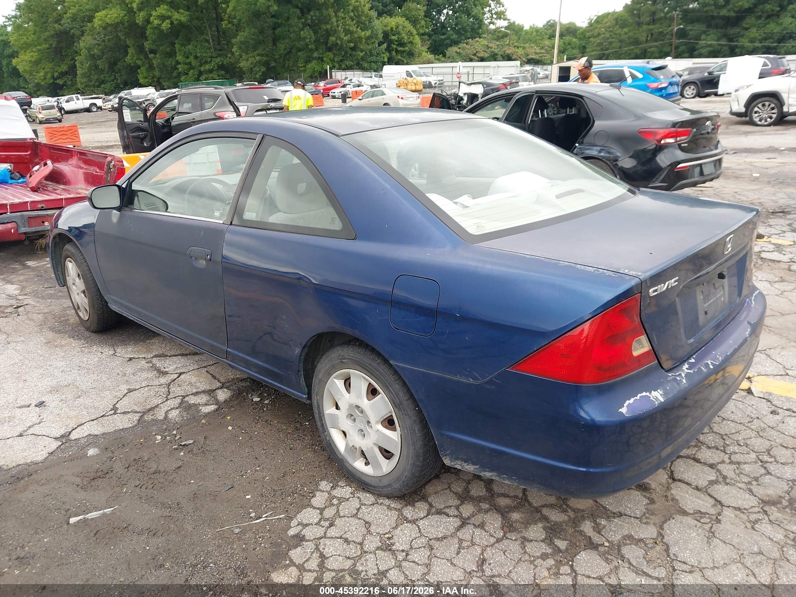 2002 Honda Civic Ex Dark Blue vin: 1HGEM22962L079100