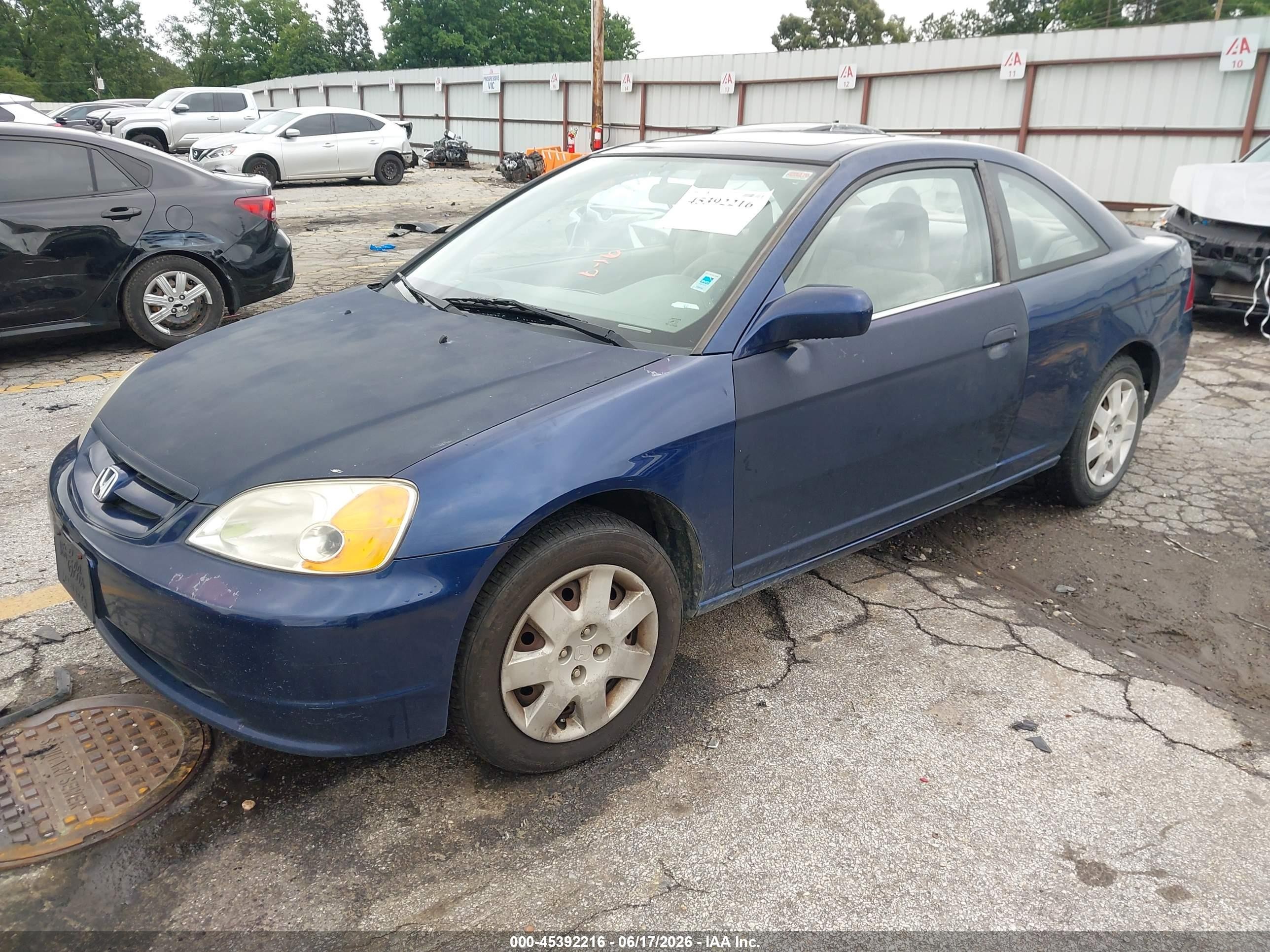 2002 Honda Civic Ex Dark Blue vin: 1HGEM22962L079100
