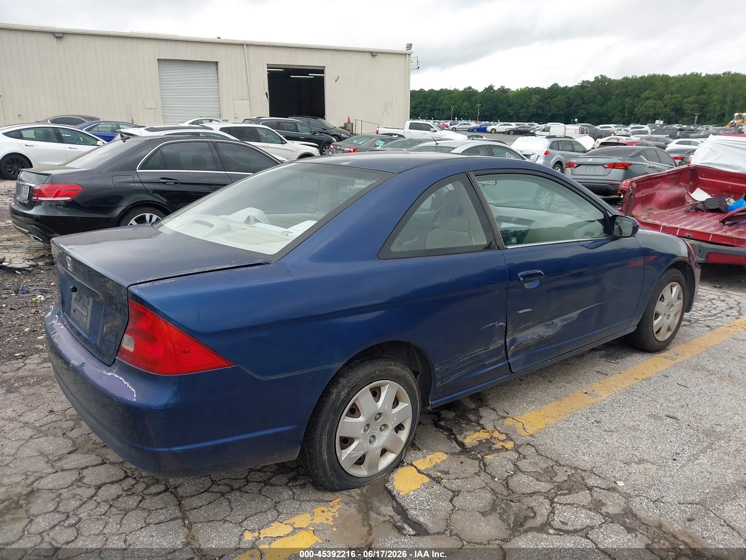 2002 Honda Civic Ex Dark Blue vin: 1HGEM22962L079100
