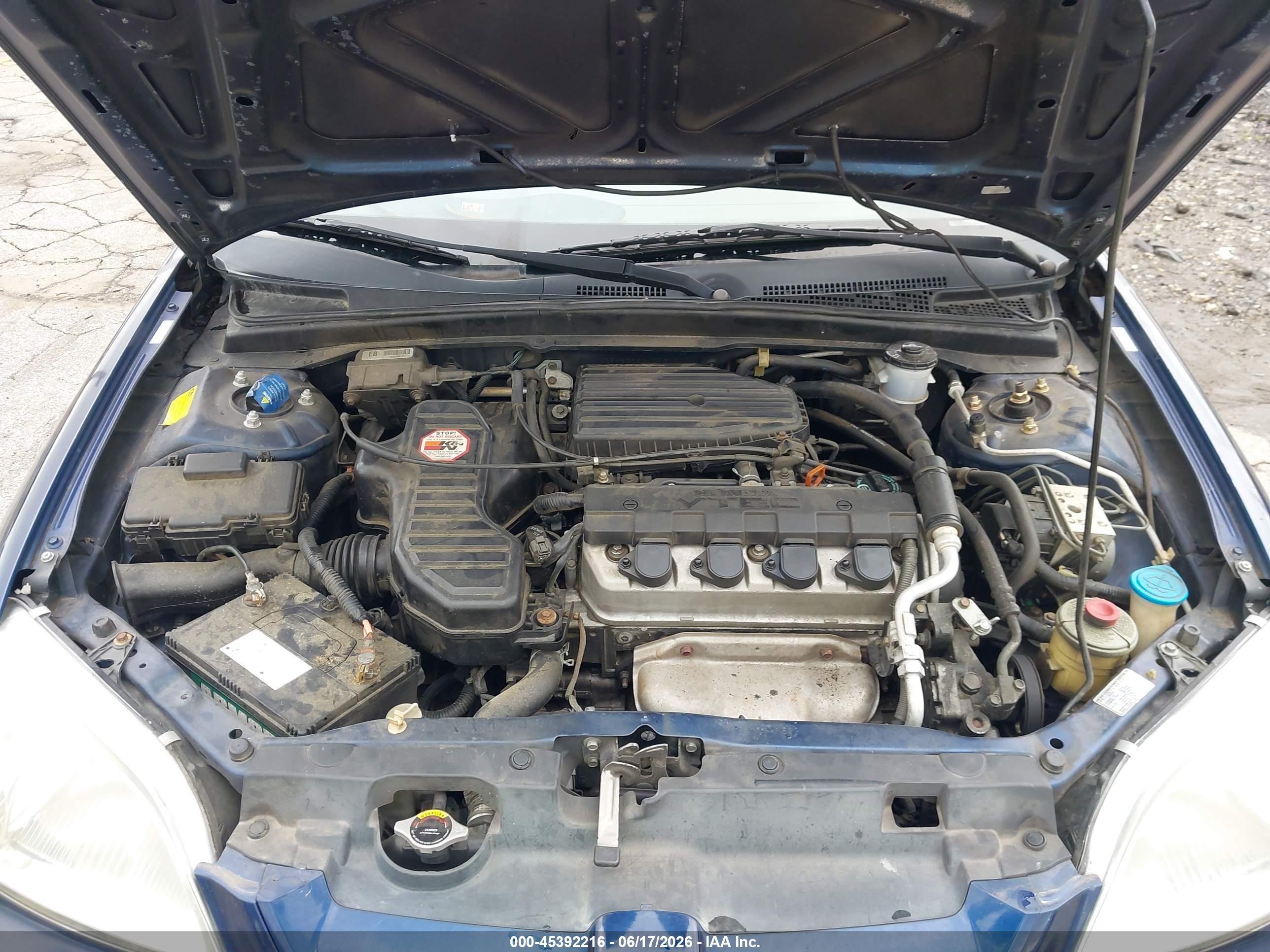2002 Honda Civic Ex Dark Blue vin: 1HGEM22962L079100