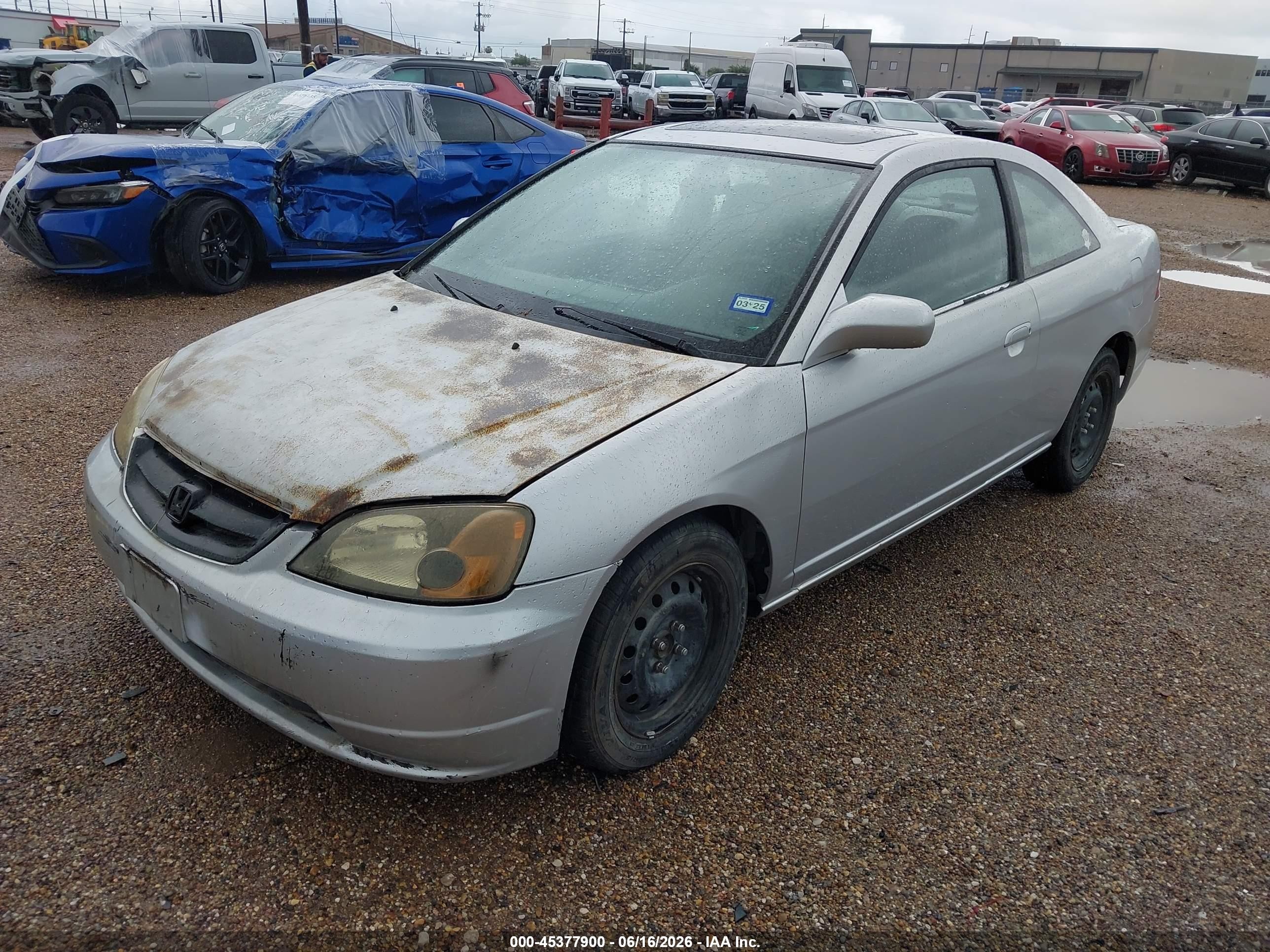 2002 Honda Civic Ex Серебряный vin: 1HGEM22962L110748