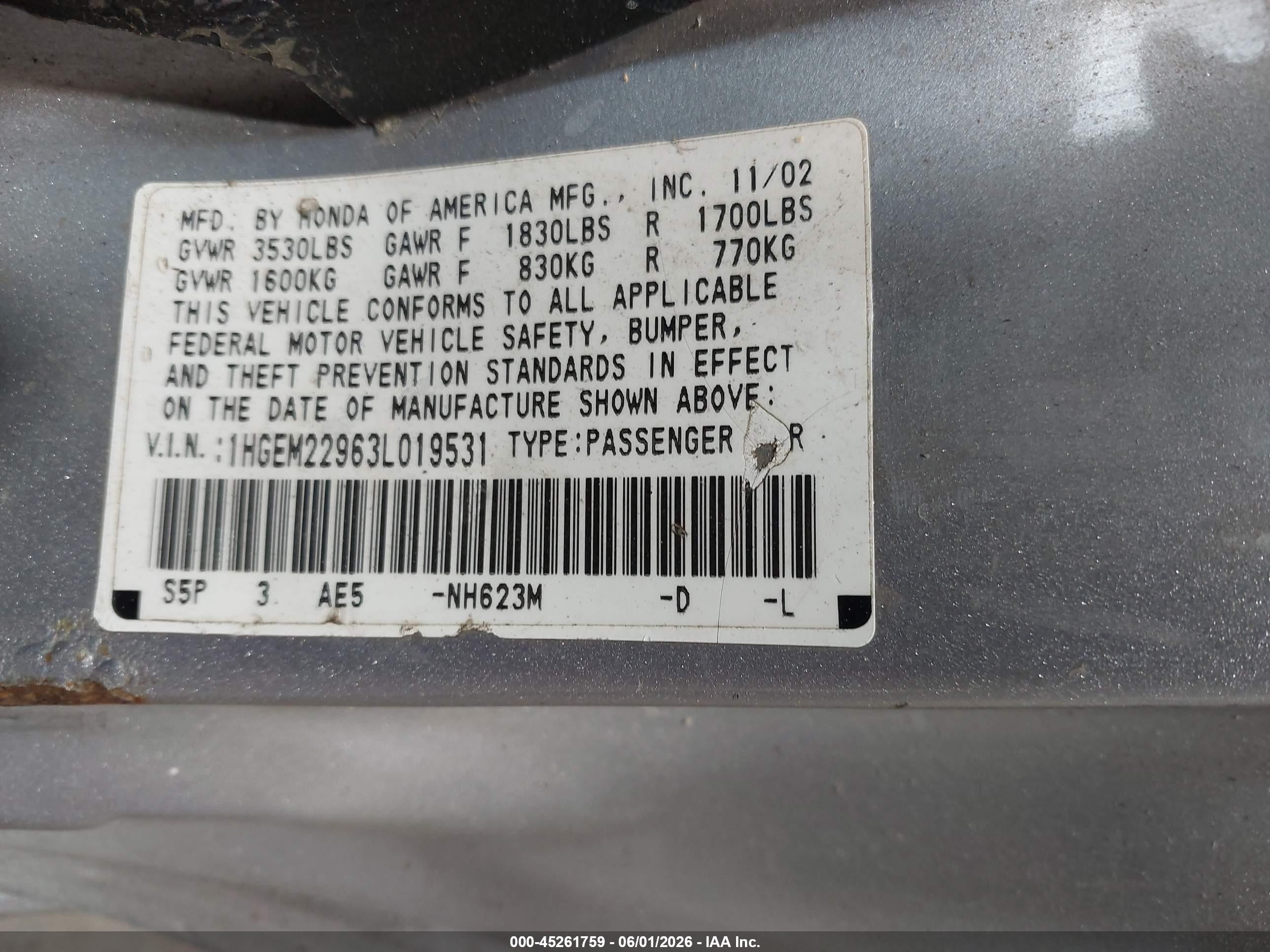 2003 Honda Civic Ex Silver vin: 1HGEM22963L019531