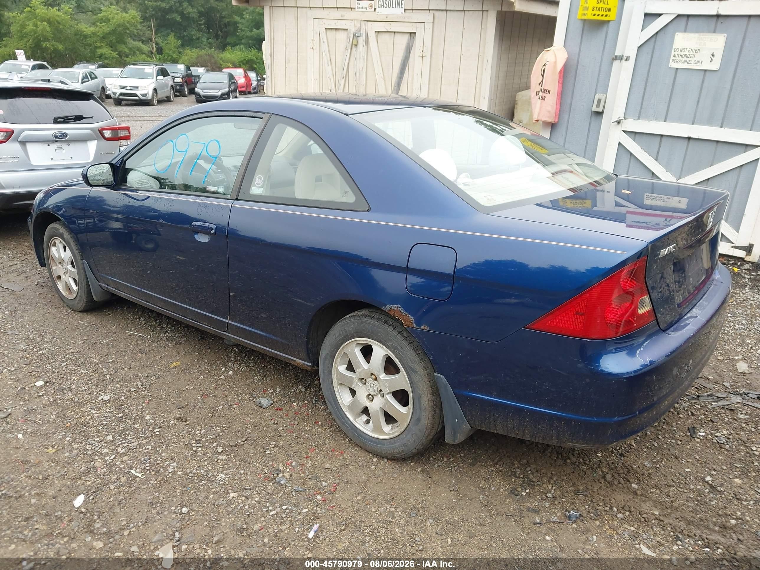 2003 Honda Civic Ex Blue vin: 1HGEM22973L061206