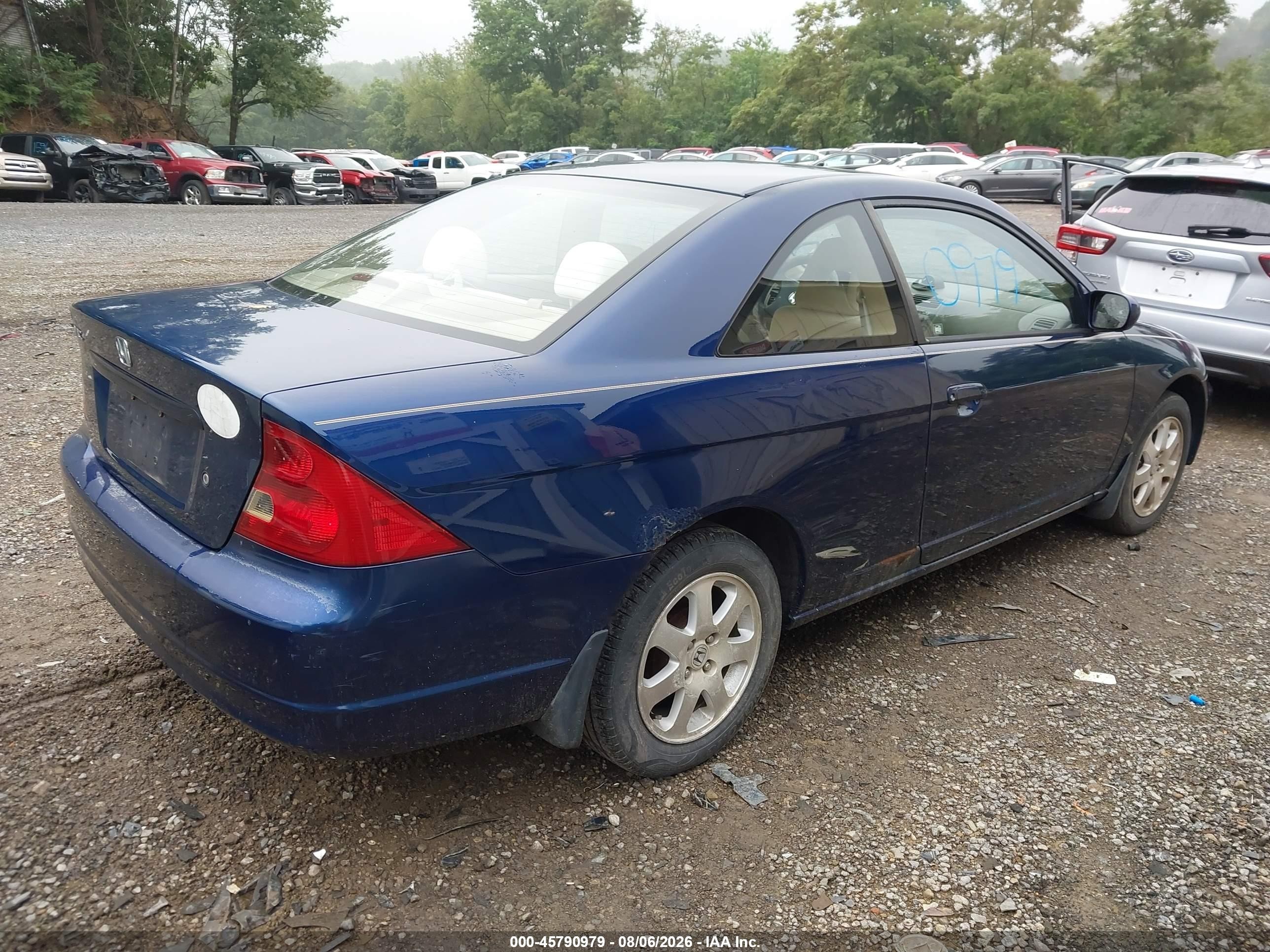 2003 Honda Civic Ex Blue vin: 1HGEM22973L061206