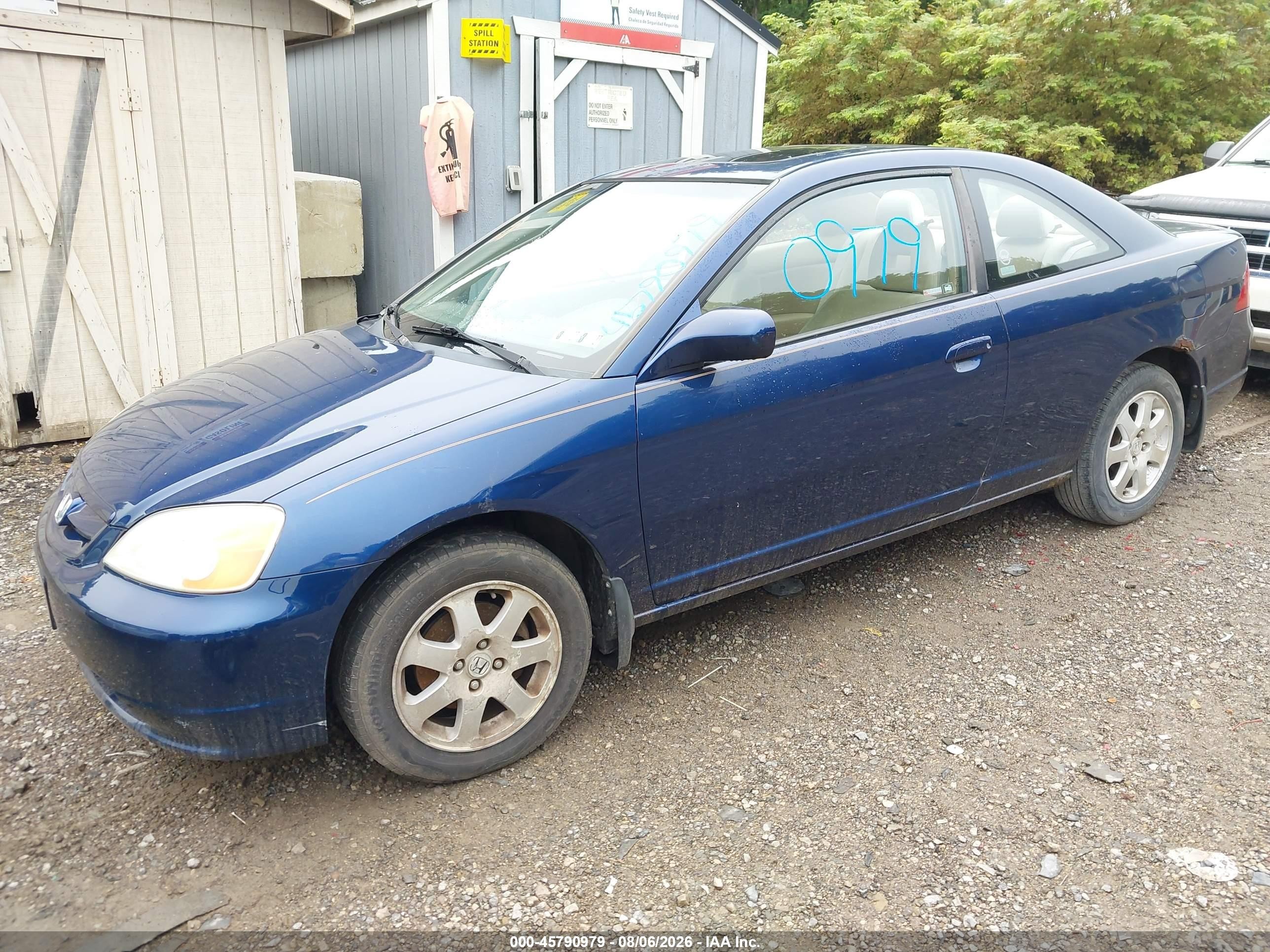 2003 Honda Civic Ex Blue vin: 1HGEM22973L061206