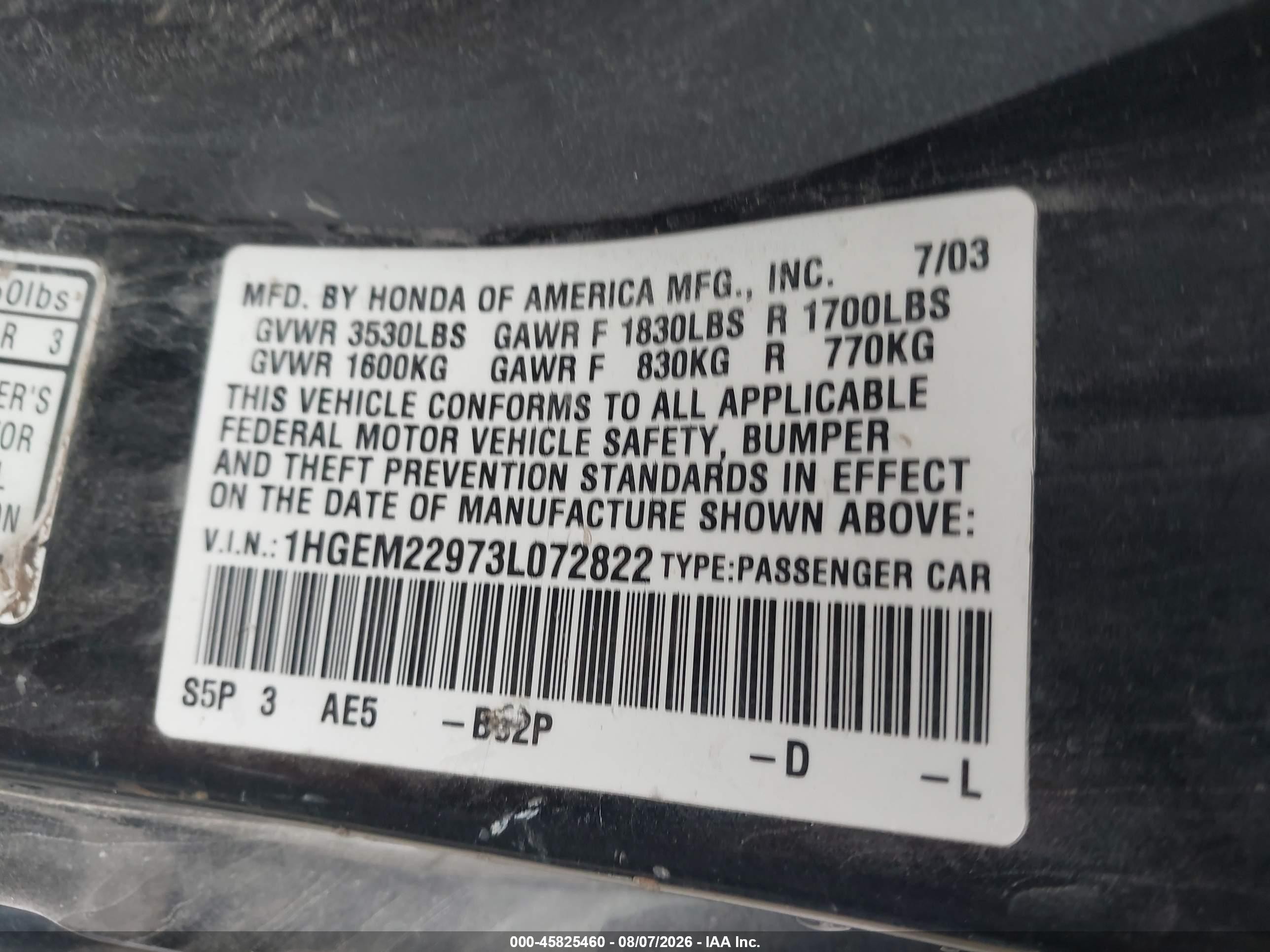 2003 Honda Civic Ex Black vin: 1HGEM22973L072822