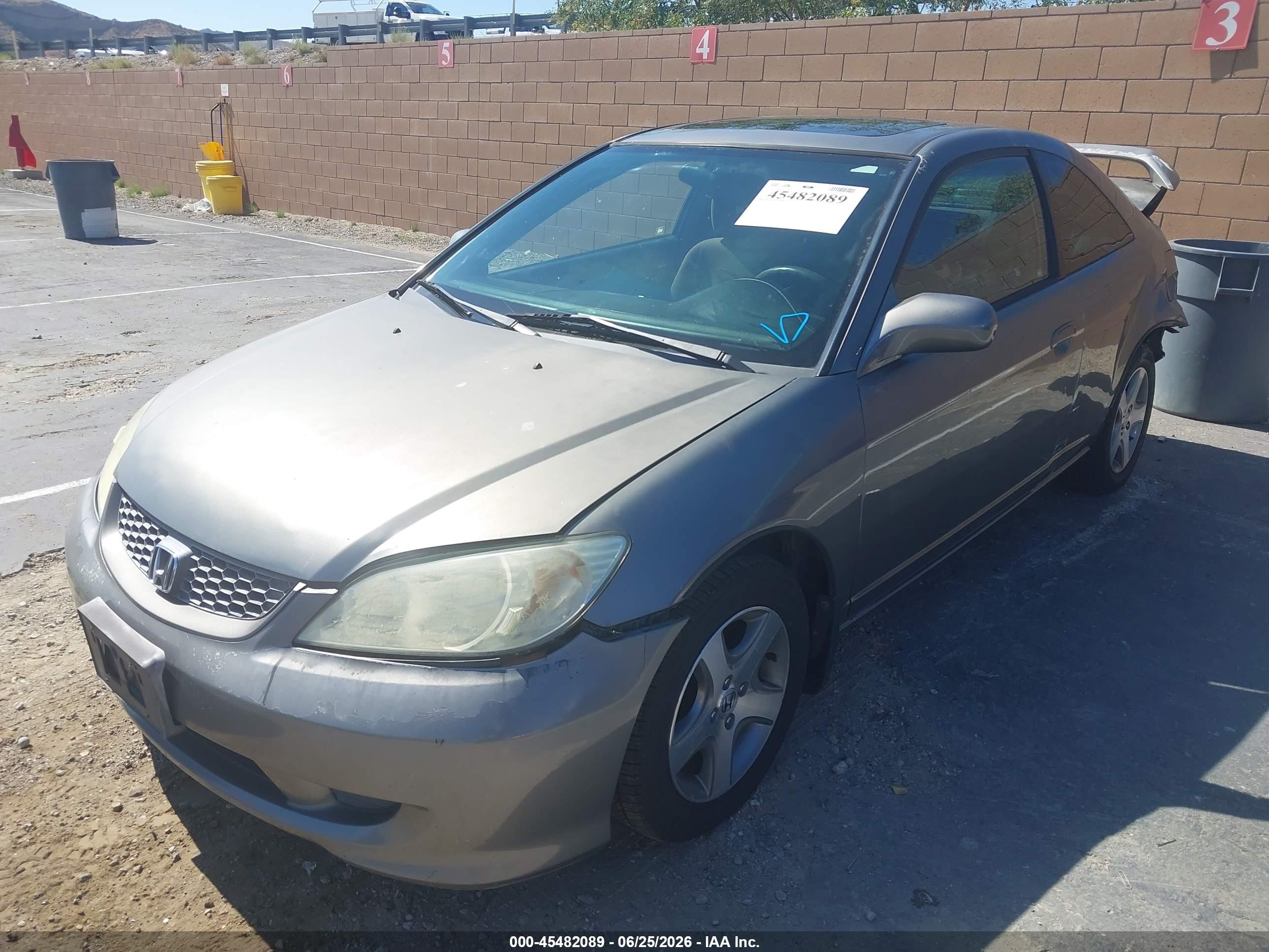 2004 Honda Civic Ex Серый vin: 1HGEM22974LO53253