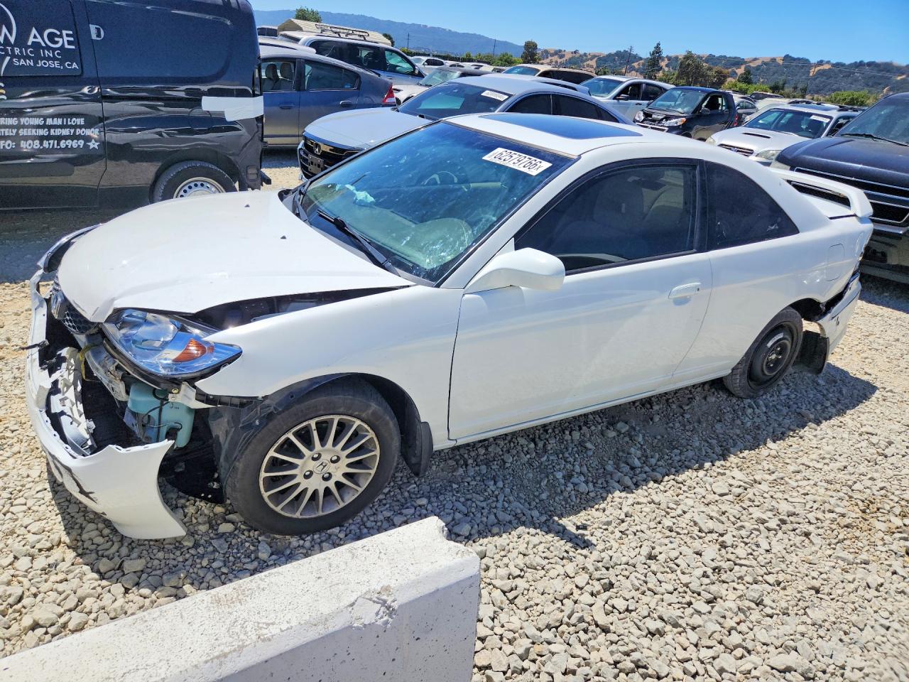 2005 Honda Civic Ex White vin: 1HGEM22975L003129