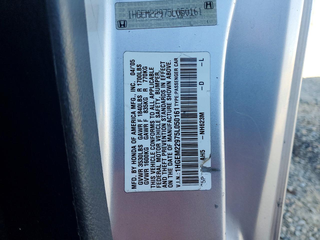 2005 Honda Civic Ex Серебряный vin: 1HGEM22975L050161