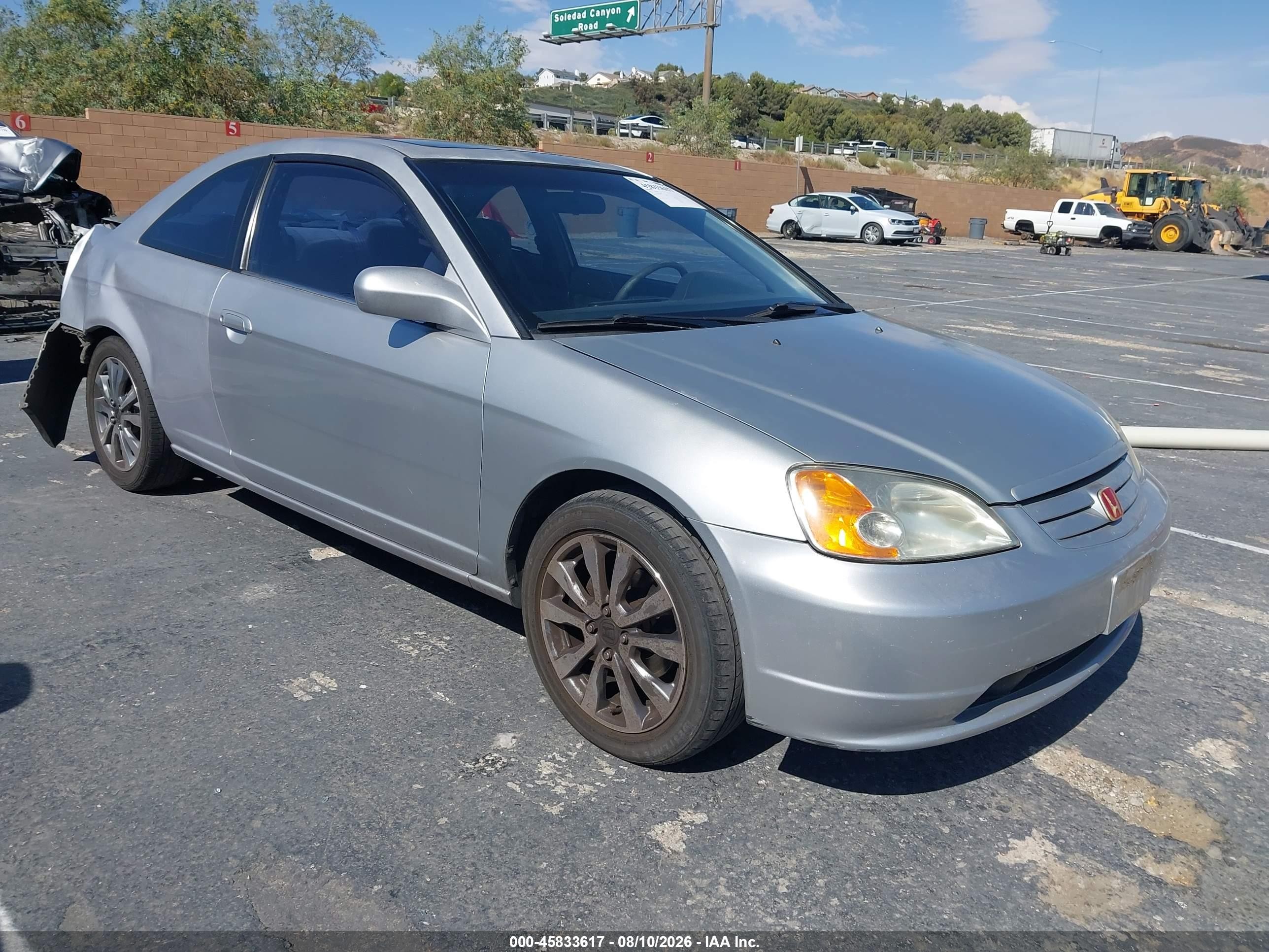 2001 Honda Civic Ex Gray vin: 1HGEM22981L085821