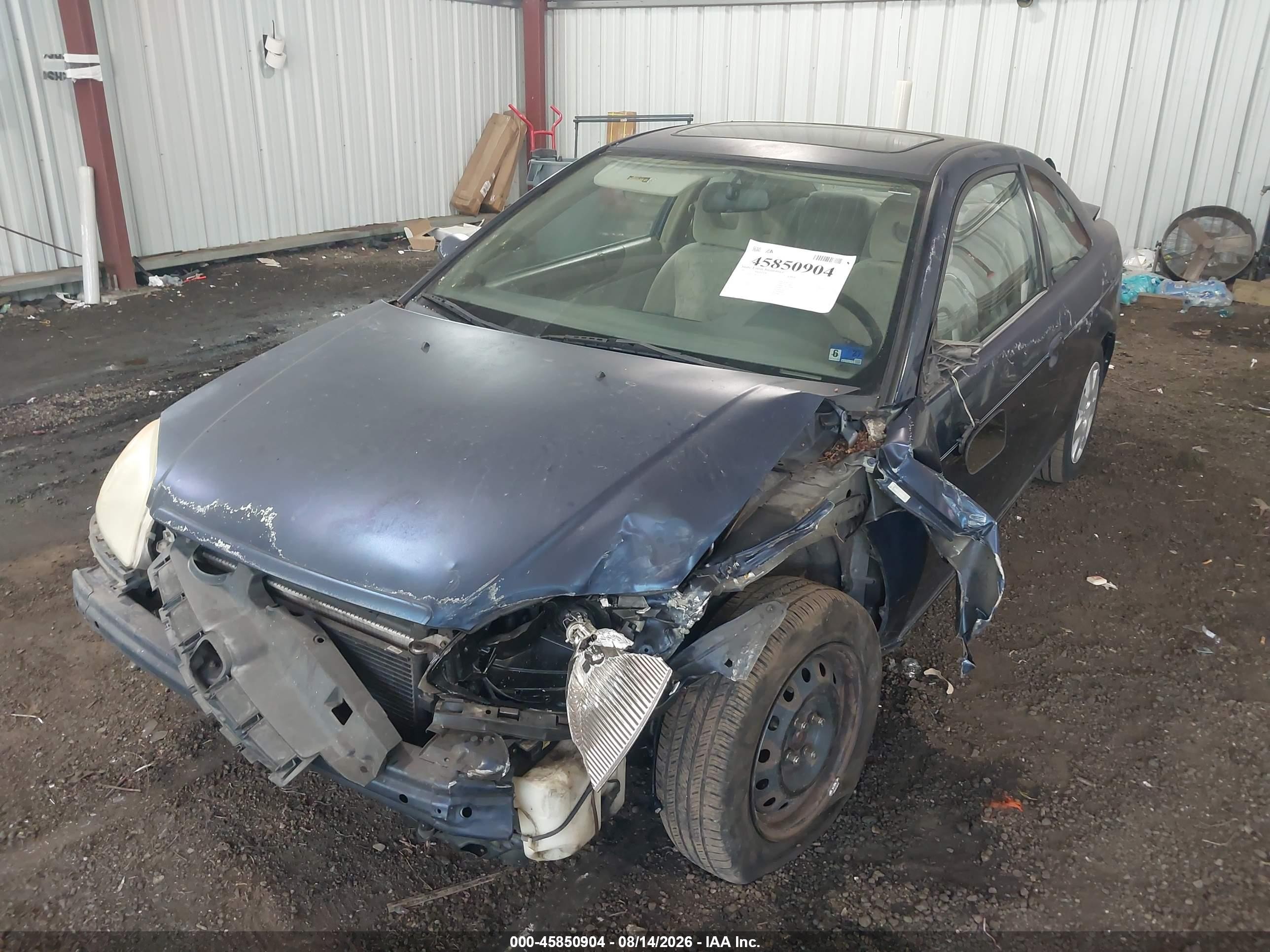 2002 Honda Civic Ex Blue vin: 1HGEM22982L011154