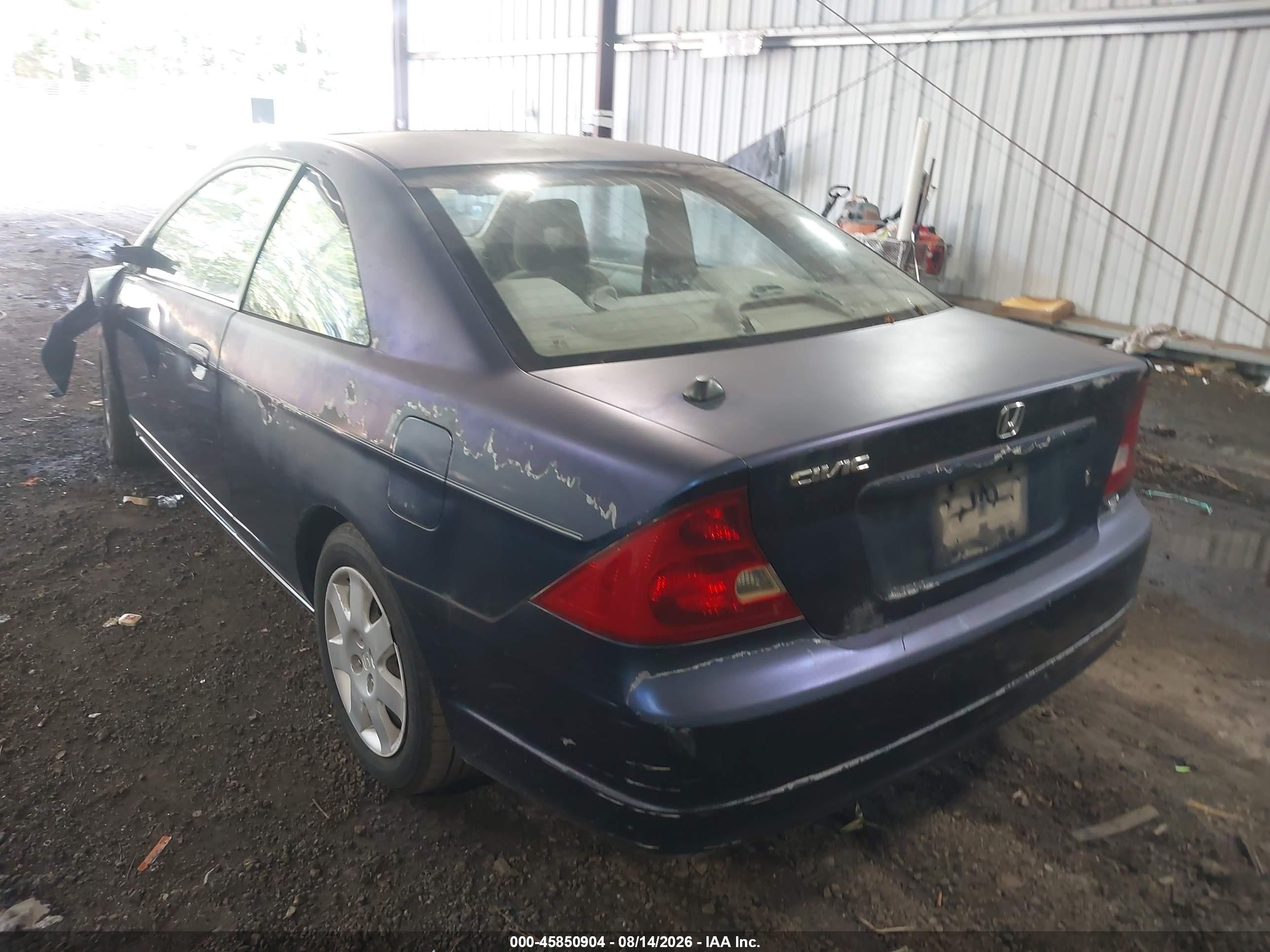 2002 Honda Civic Ex Blue vin: 1HGEM22982L011154