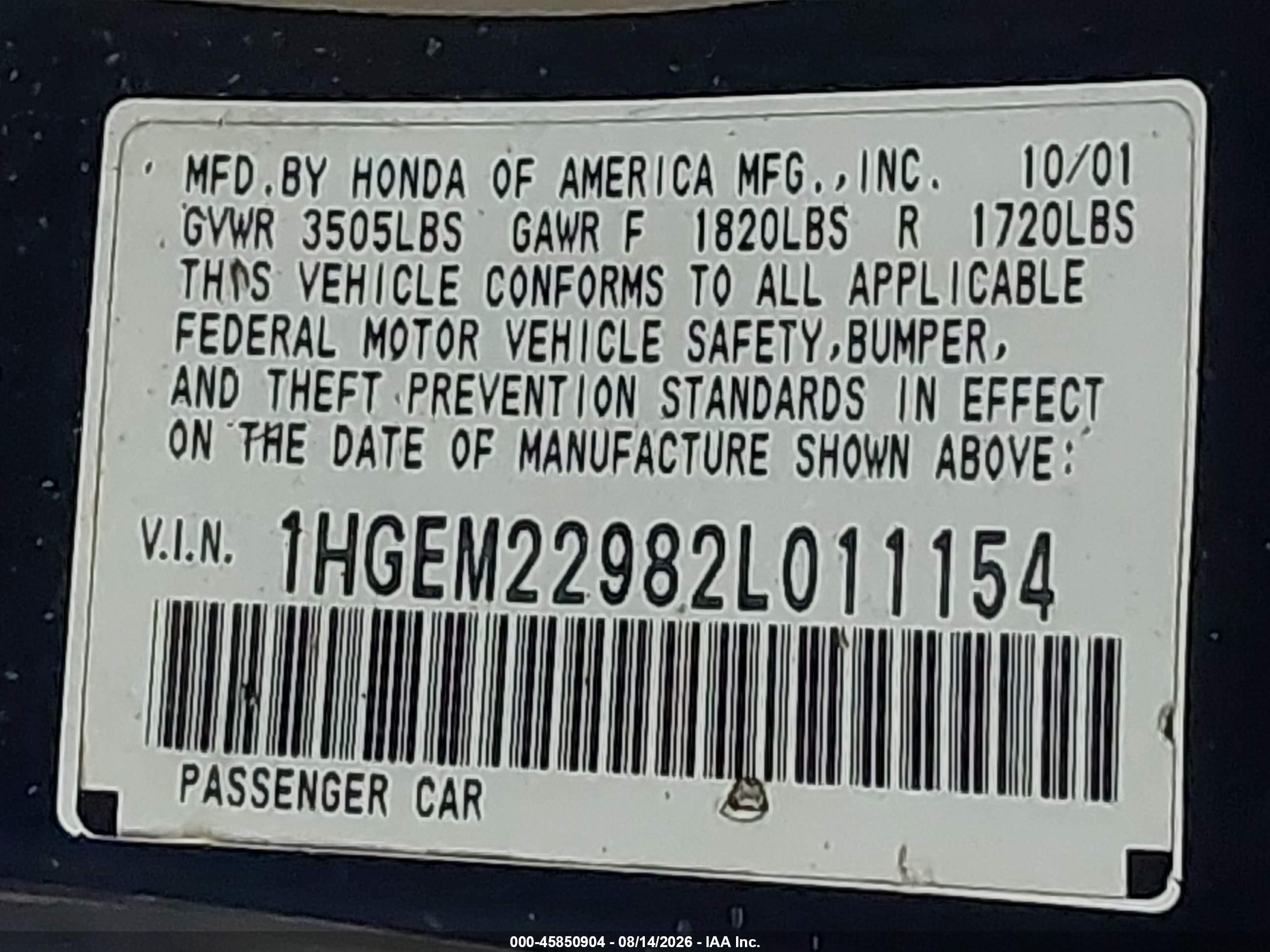 2002 Honda Civic Ex Blue vin: 1HGEM22982L011154