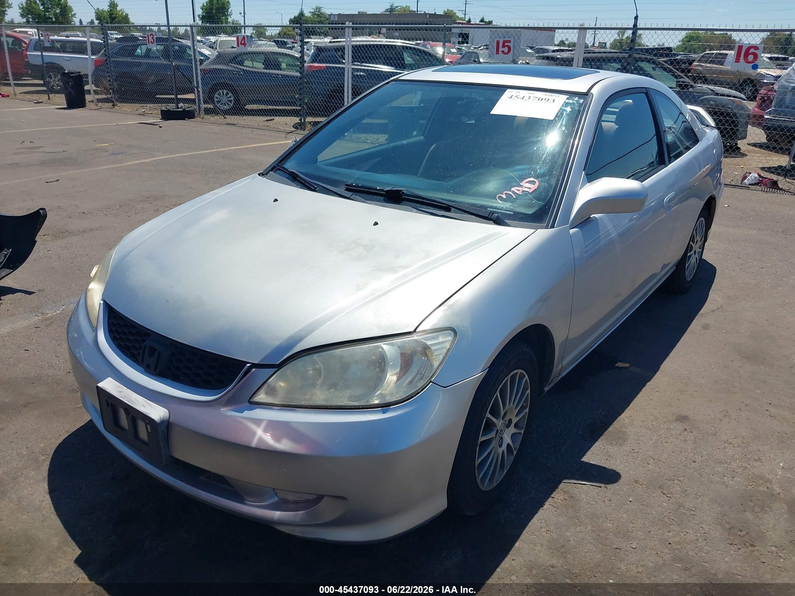 2005 Honda Civic Ex Silver vin: 1HGEM22985L013412