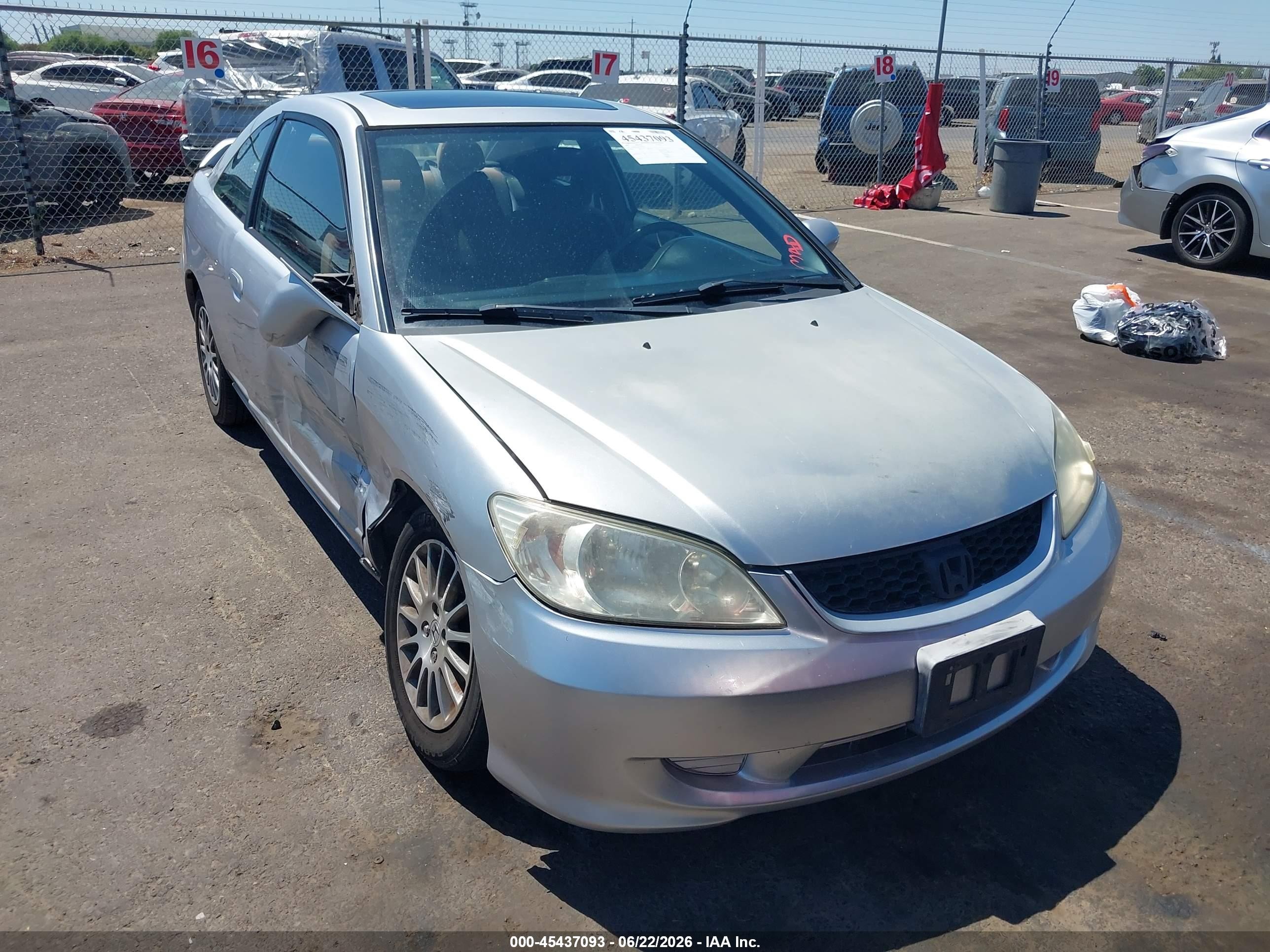 2005 Honda Civic Ex Silver vin: 1HGEM22985L013412