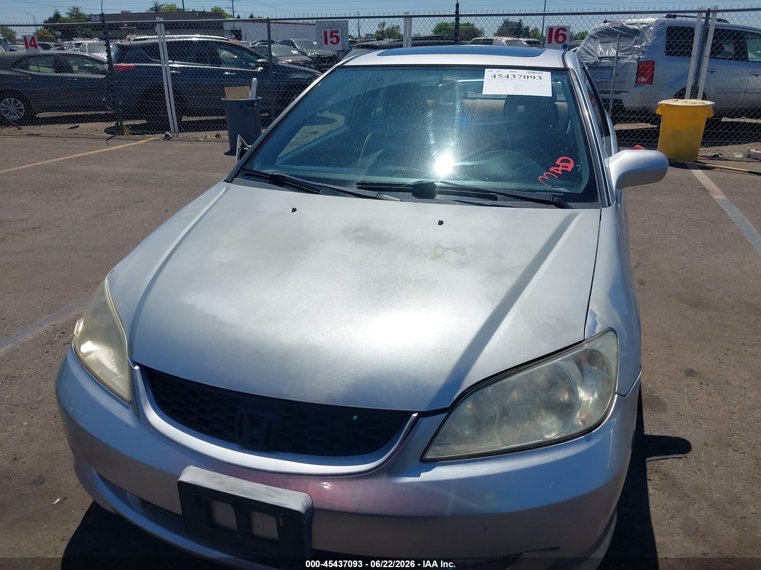 2005 Honda Civic Ex Silver vin: 1HGEM22985L013412