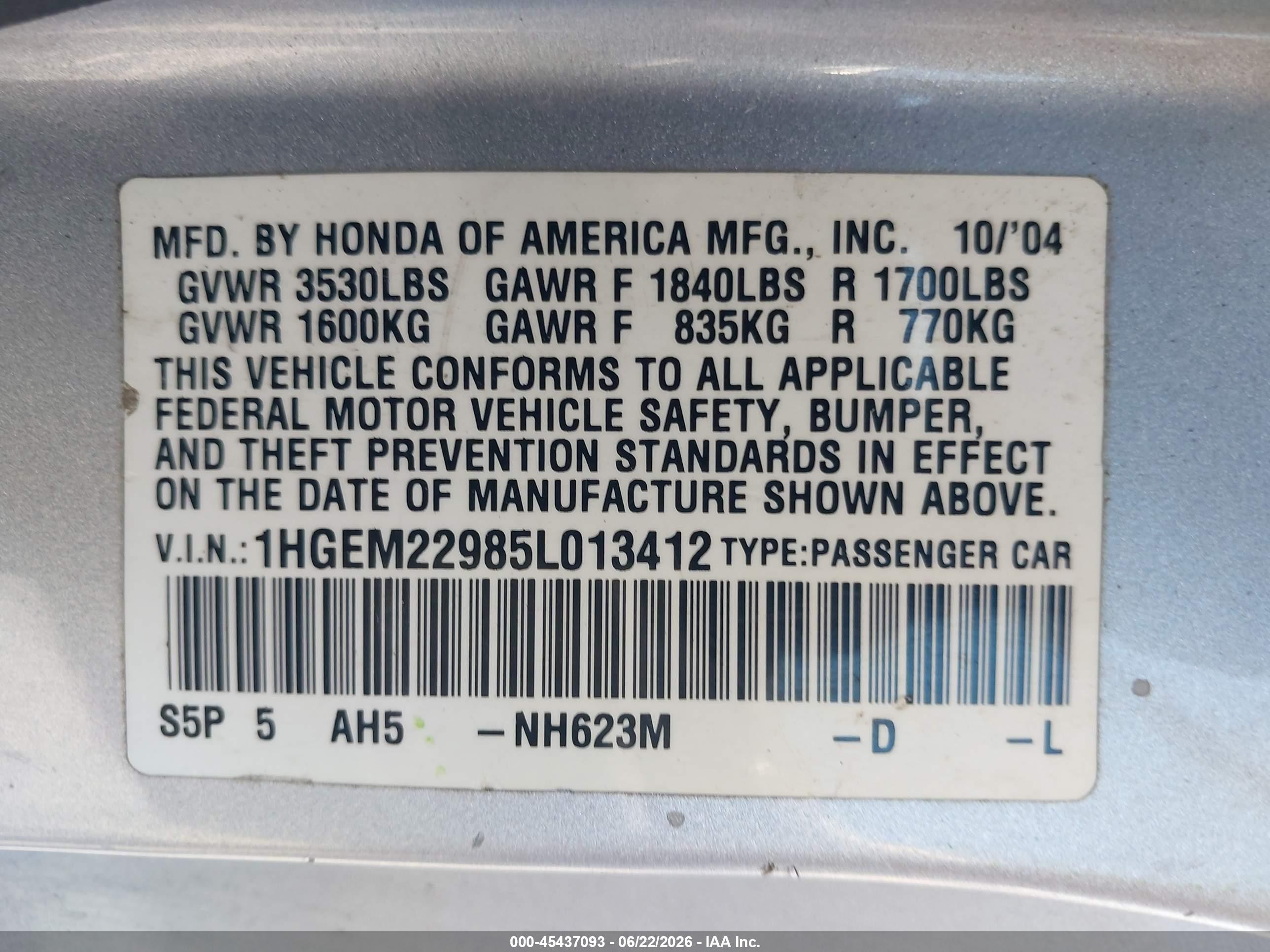 2005 Honda Civic Ex Silver vin: 1HGEM22985L013412
