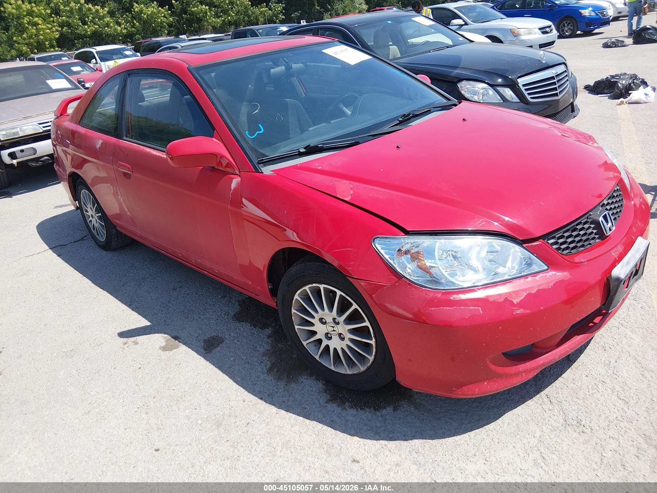 2005 Honda Civic Ex Red vin: 1HGEM22985L015791