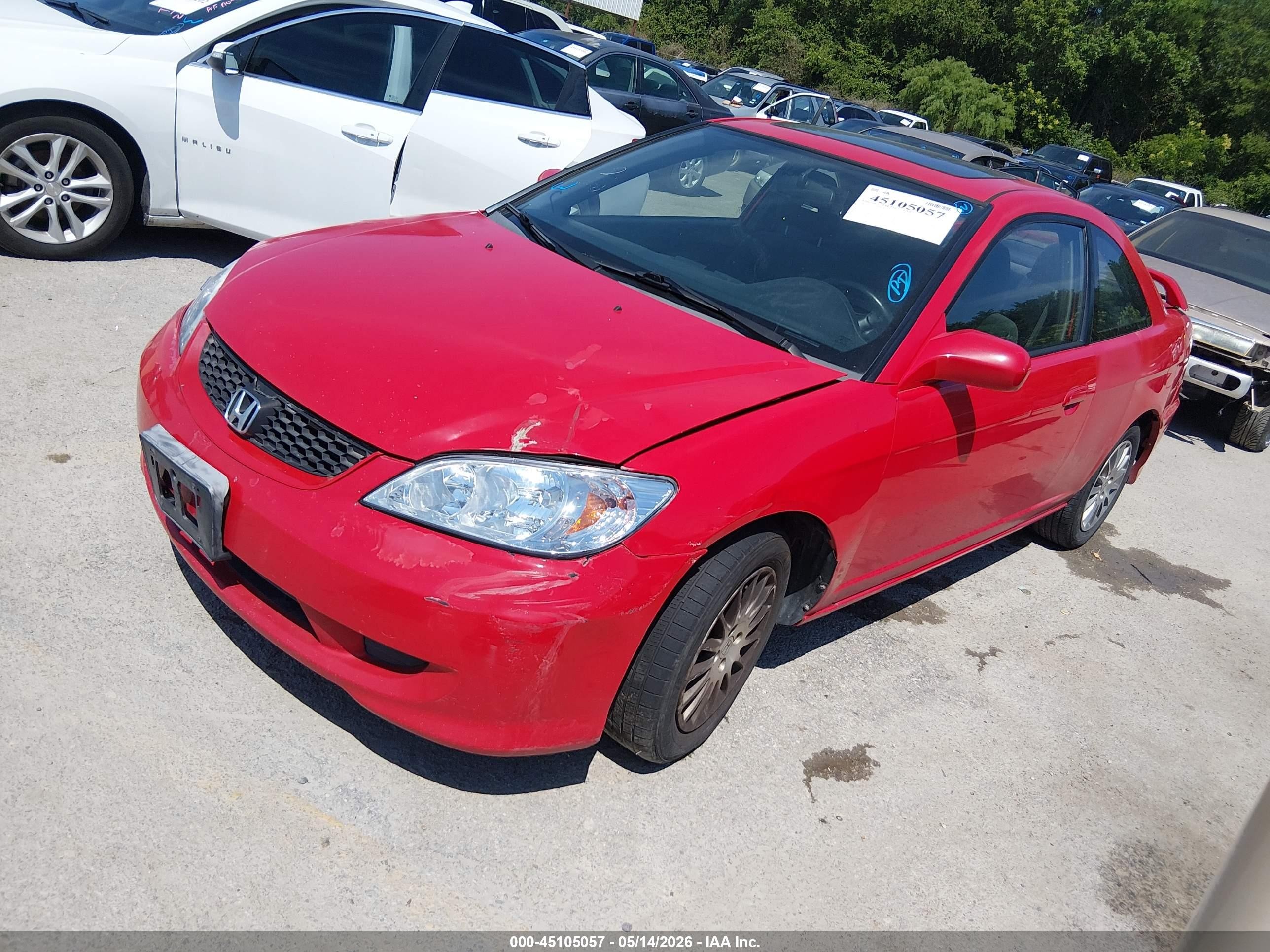2005 Honda Civic Ex Red vin: 1HGEM22985L015791