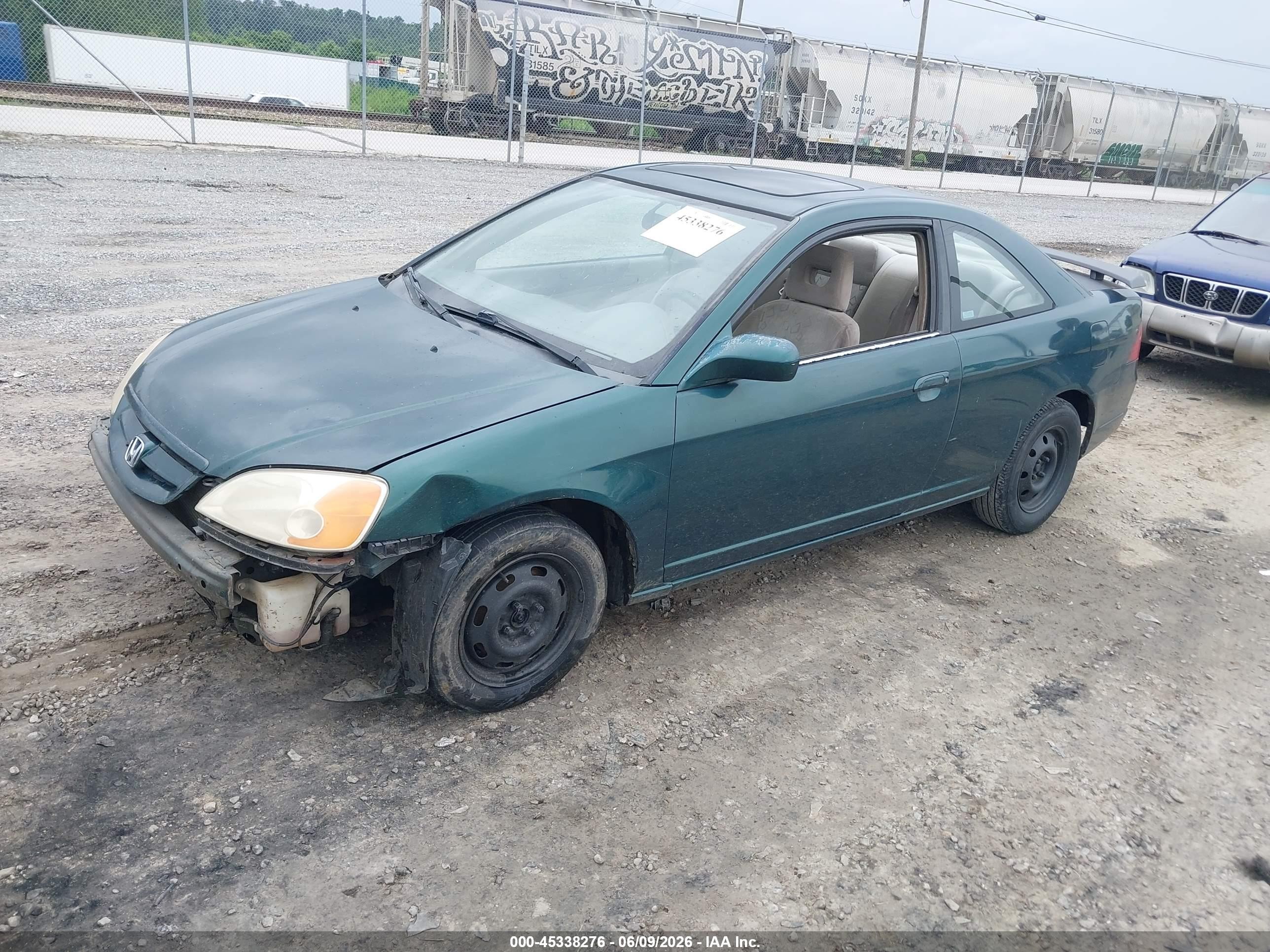 2001 Honda Civic Ex Green vin: 1HGEM22991L025899