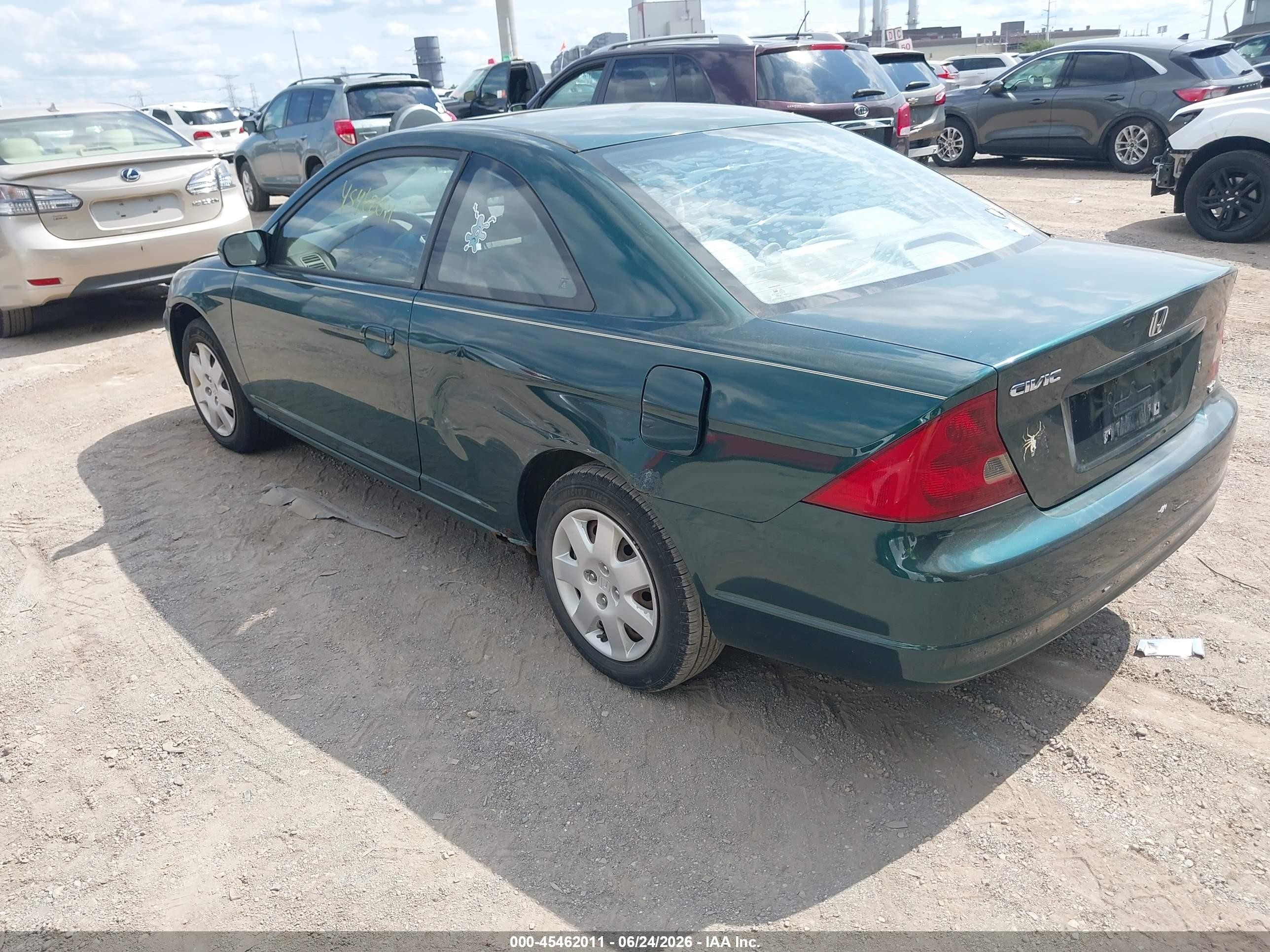 2001 Honda Civic Ex Зеленый vin: 1HGEM22991L058742
