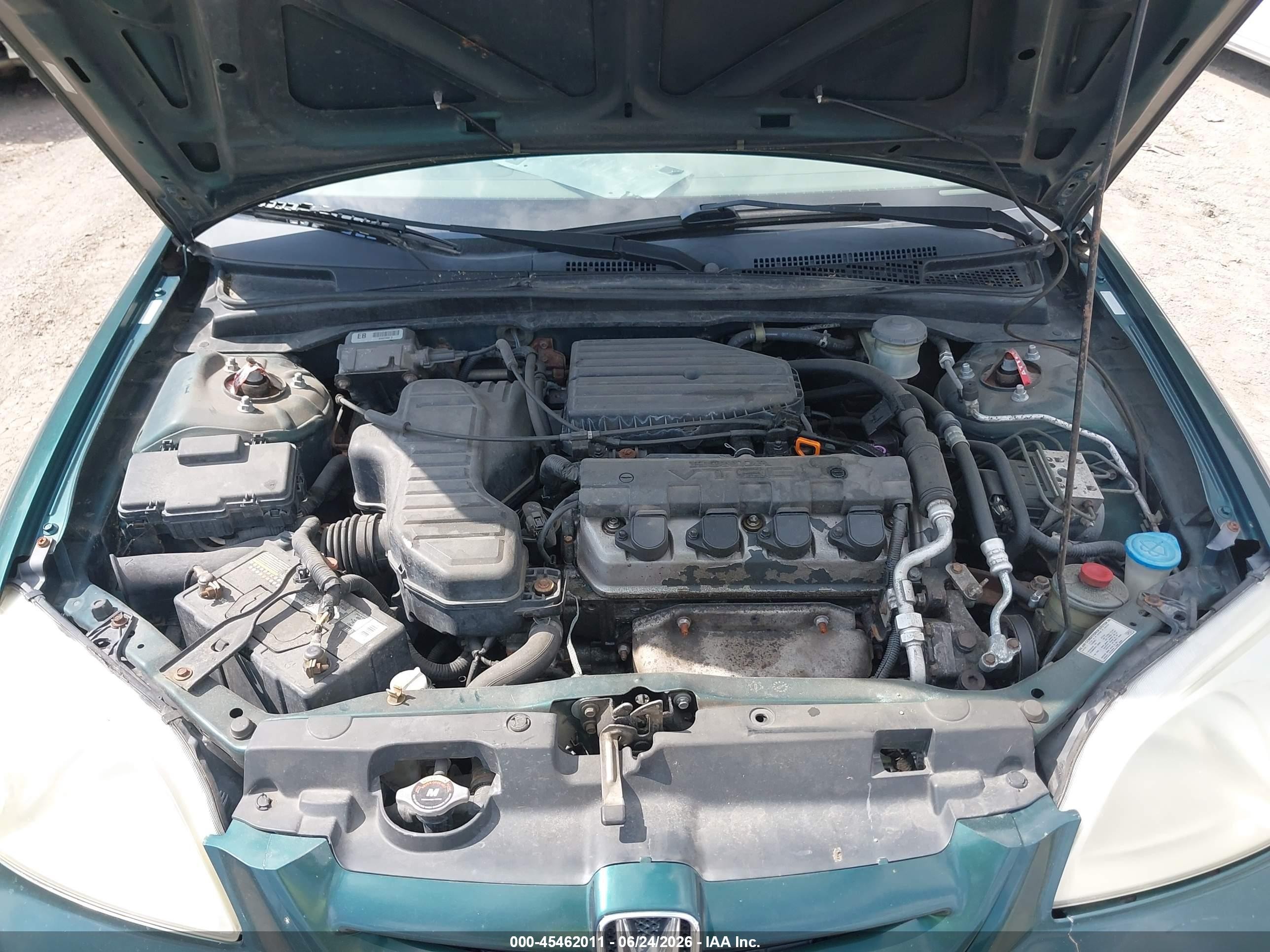 2001 Honda Civic Ex Зеленый vin: 1HGEM22991L058742