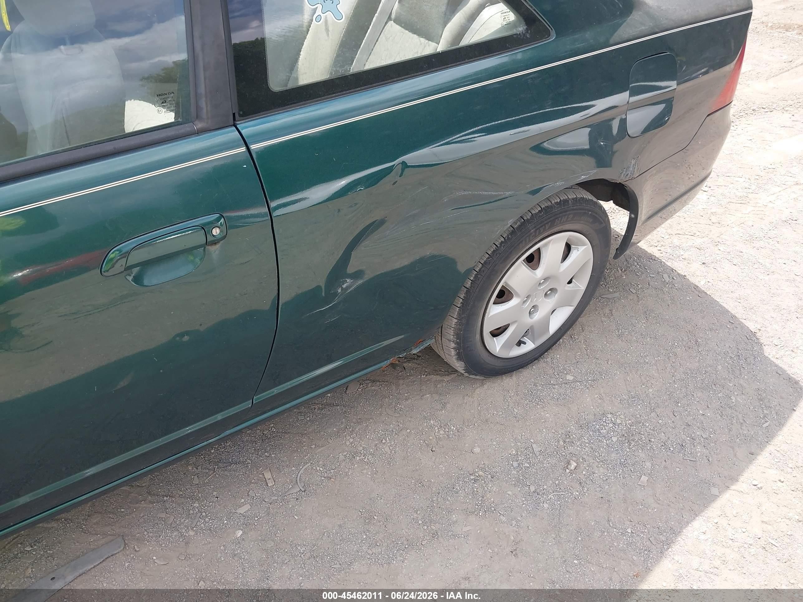 2001 Honda Civic Ex Зеленый vin: 1HGEM22991L058742