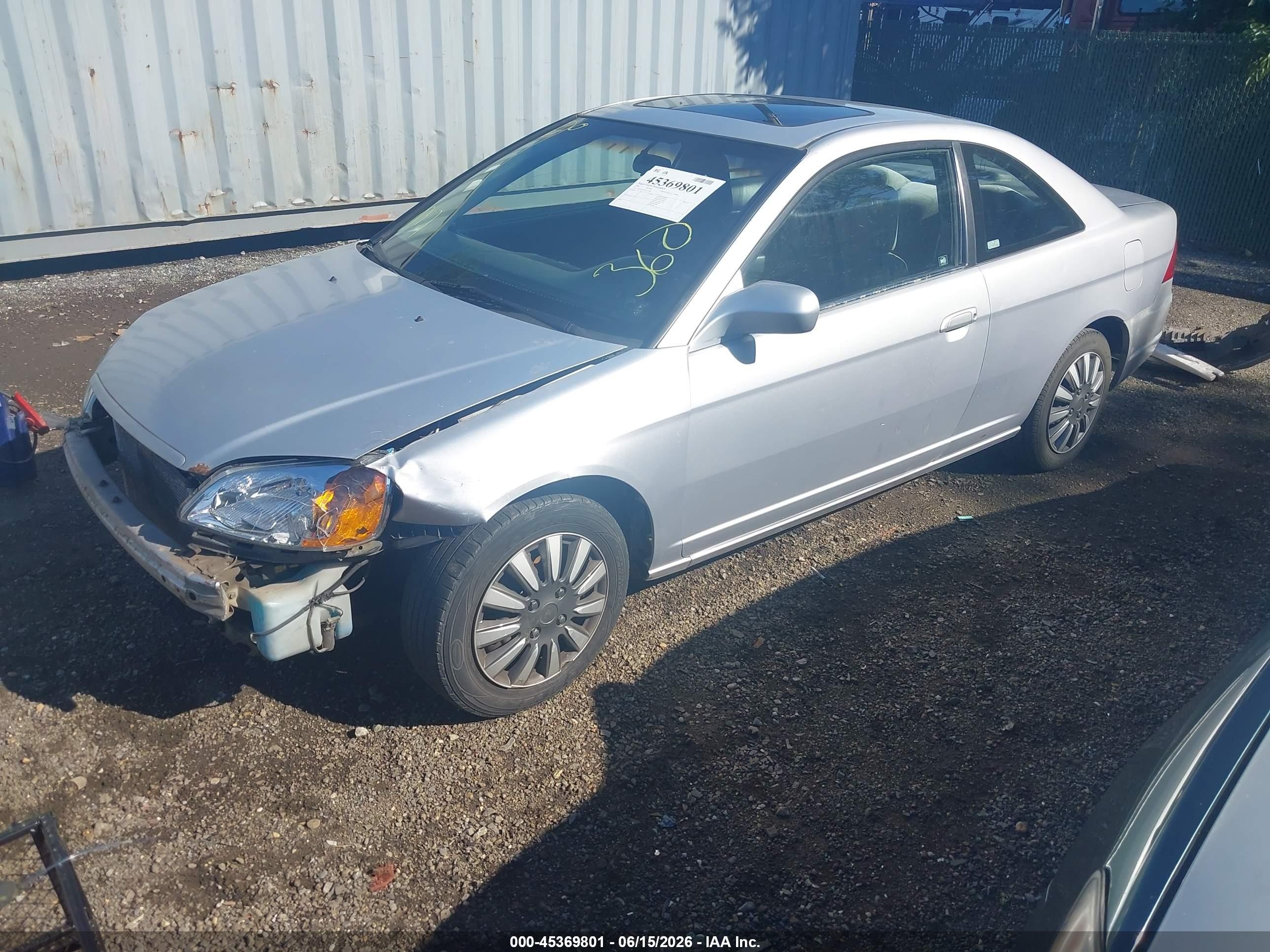 2002 Honda Civic Ex Silver vin: 1HGEM22992L105186