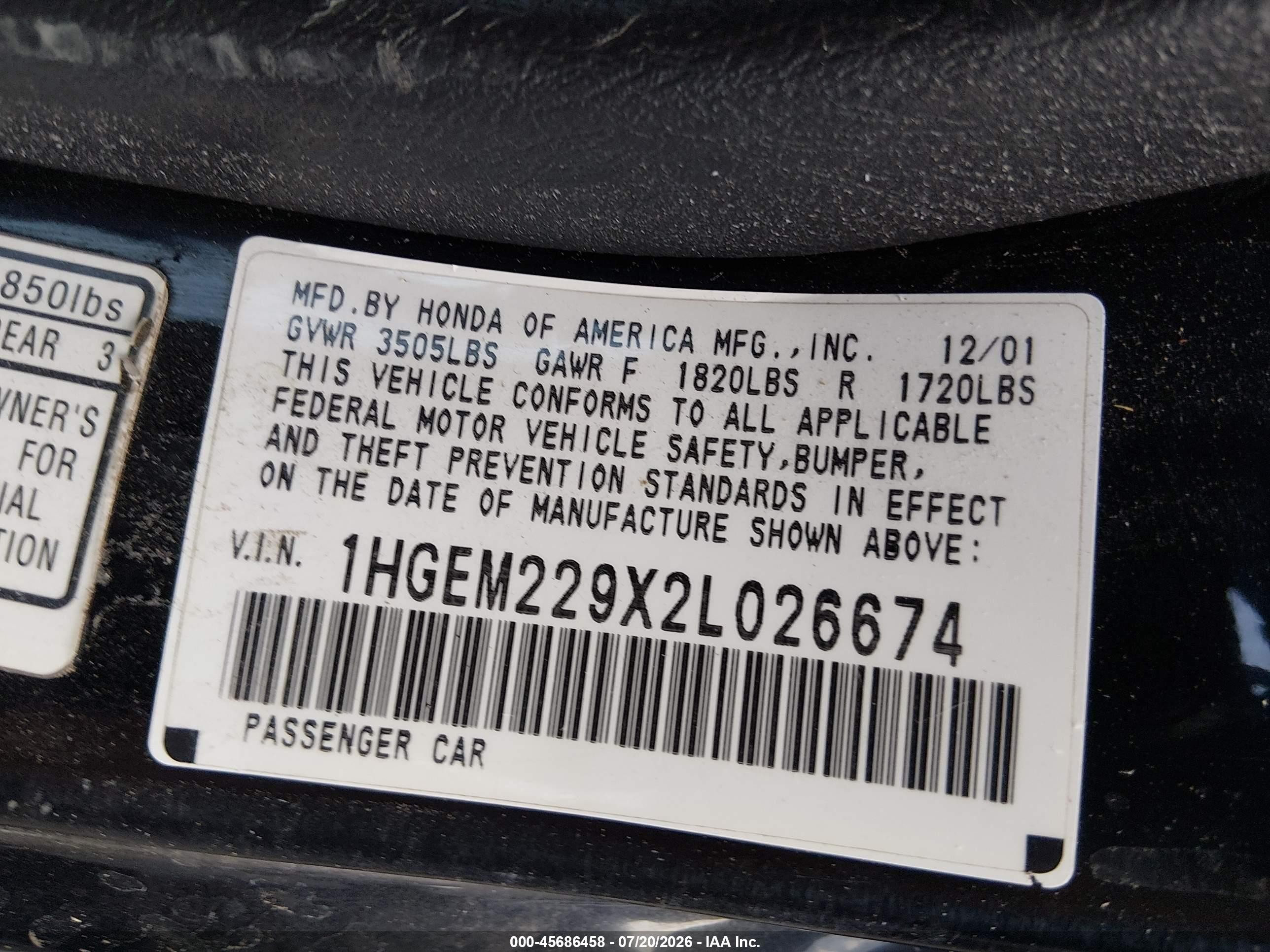 2002 Honda Civic Ex Black vin: 1HGEM229X2L026674