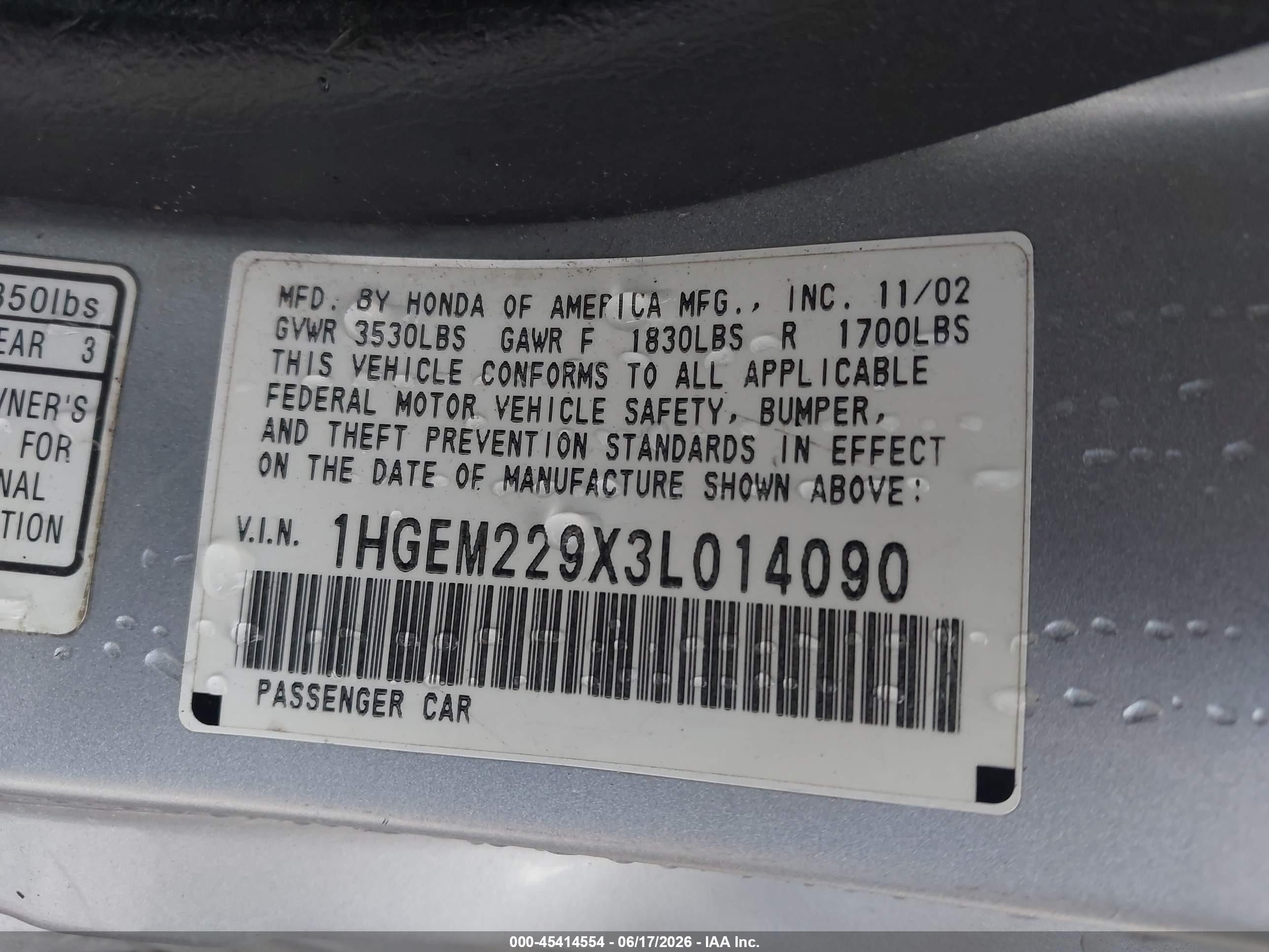2003 Honda Civic Ex Silver vin: 1HGEM229X3L014090