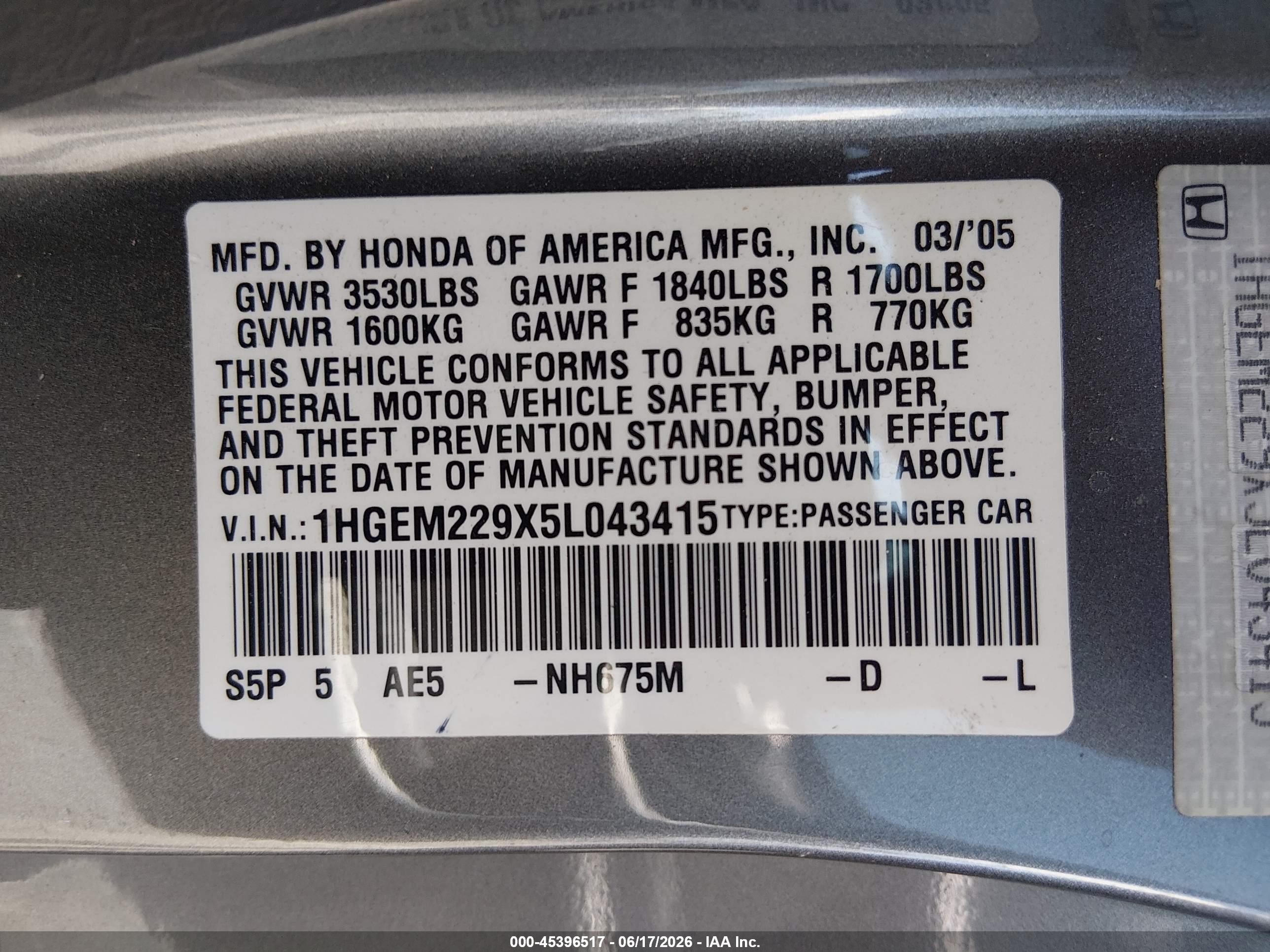 2005 Honda Civic Ex Black vin: 1HGEM229X5L043415