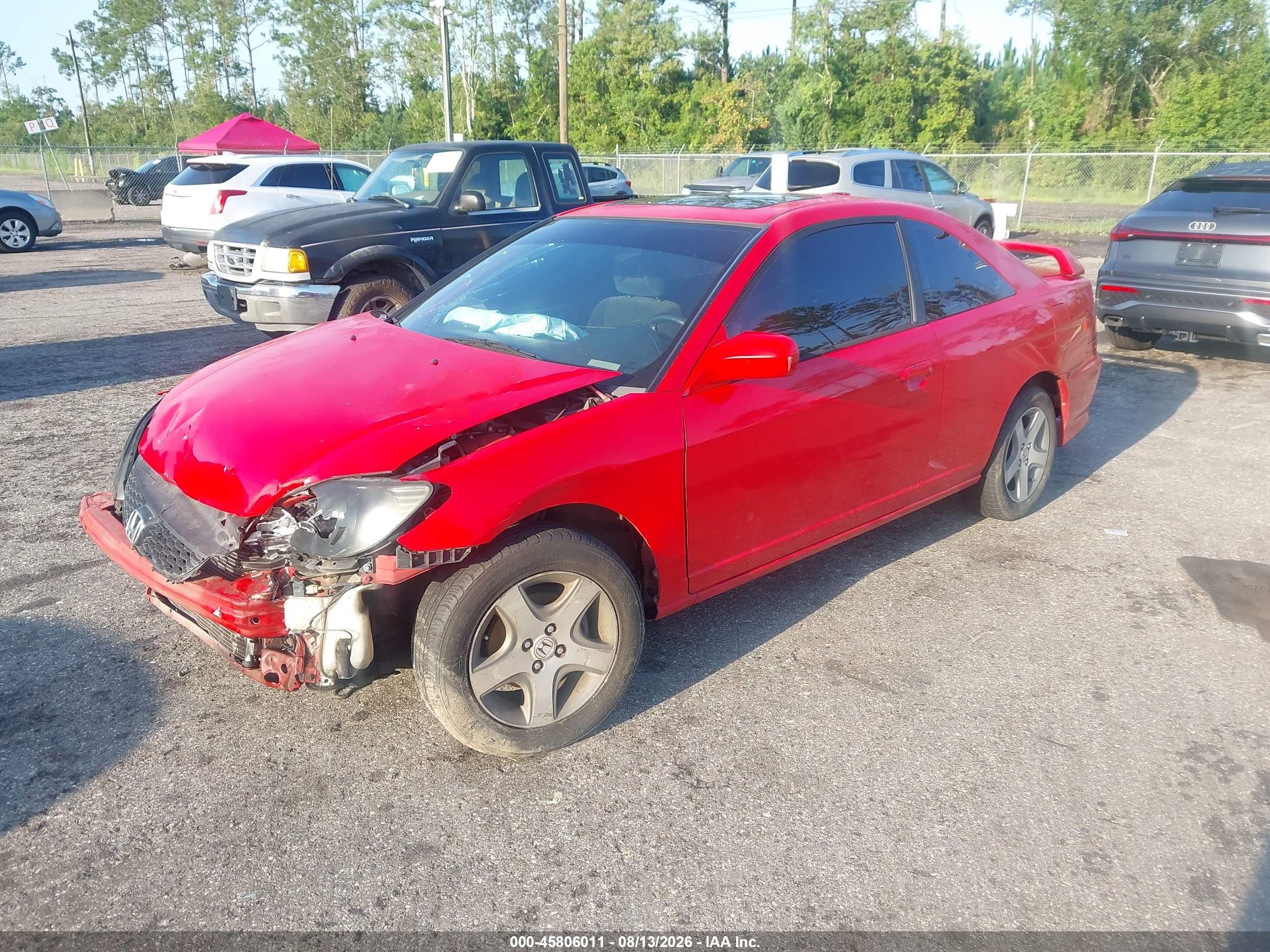 2005 Honda Civic Ex Red vin: 1HGEM229X5L053202
