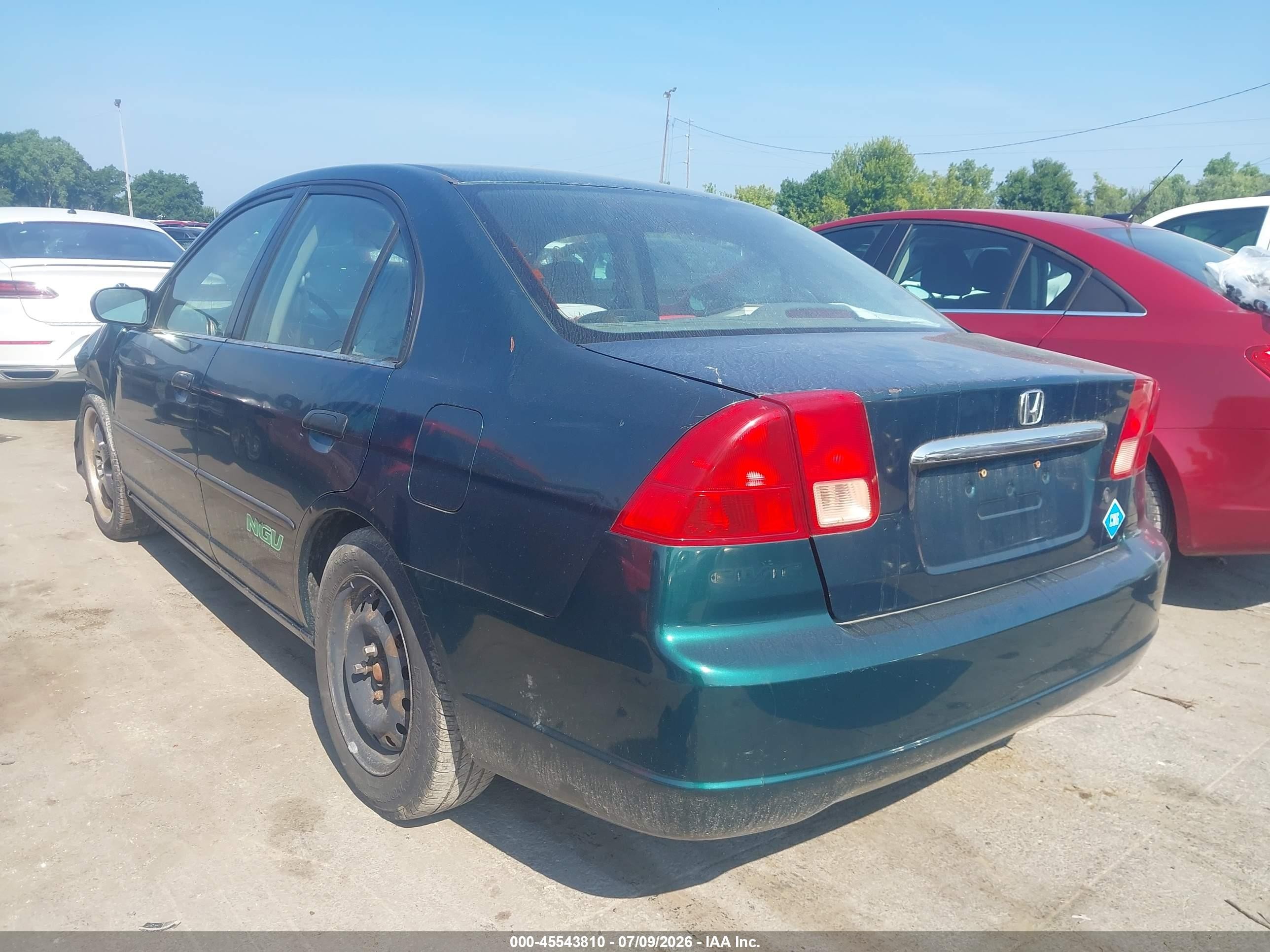 2001 Honda Civic   Green vin: 1HGEN26481L000567