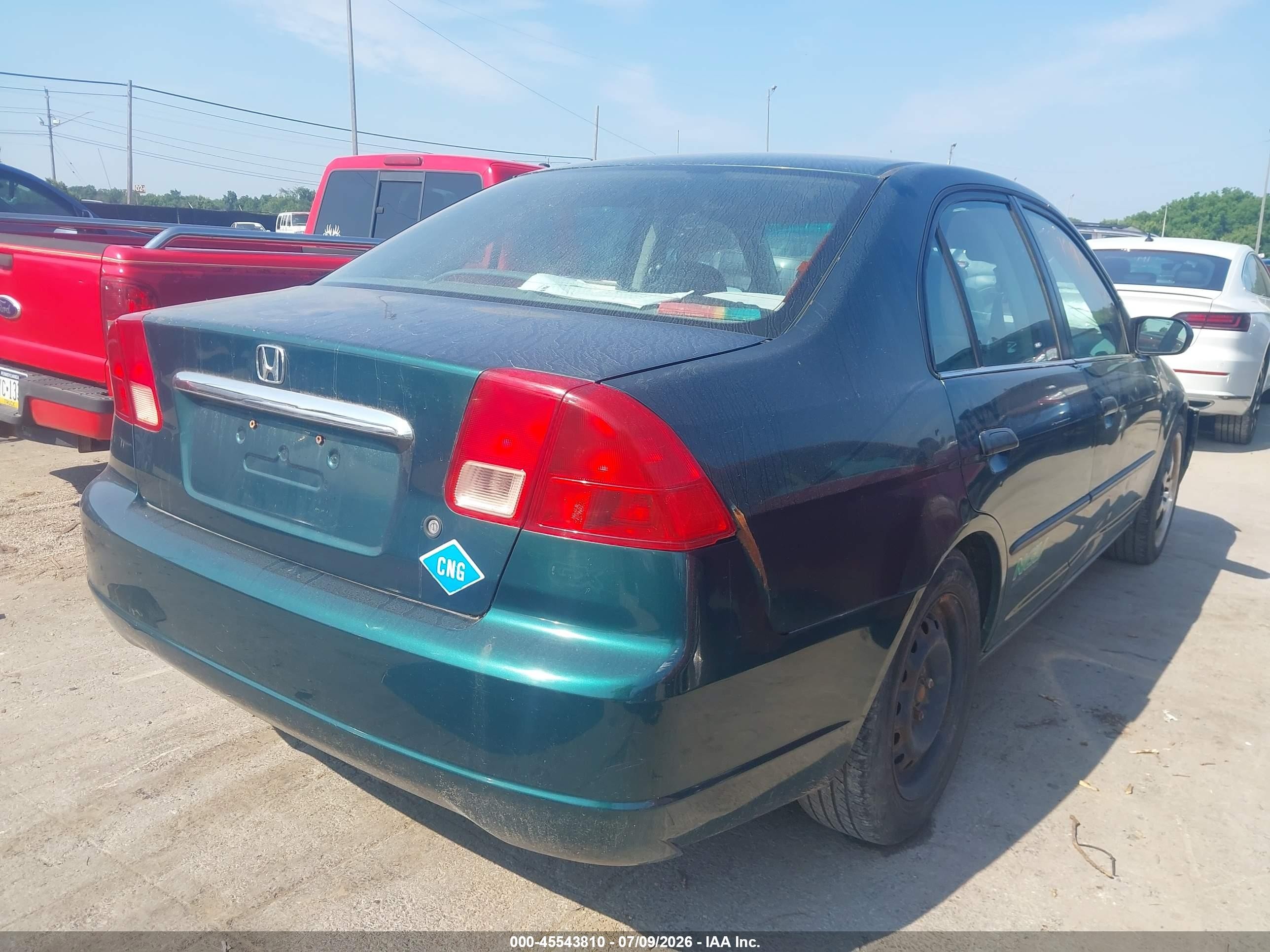 2001 Honda Civic   Green vin: 1HGEN26481L000567